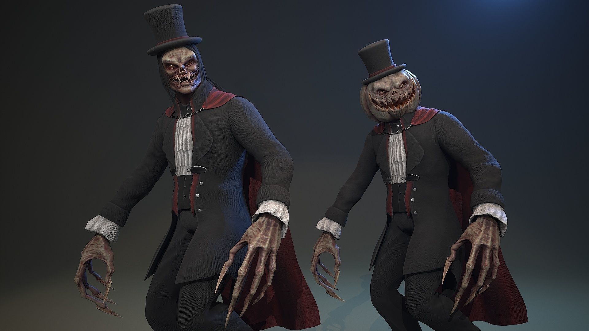 Monster Vampire Pumpkin Low-poly 3D model_16