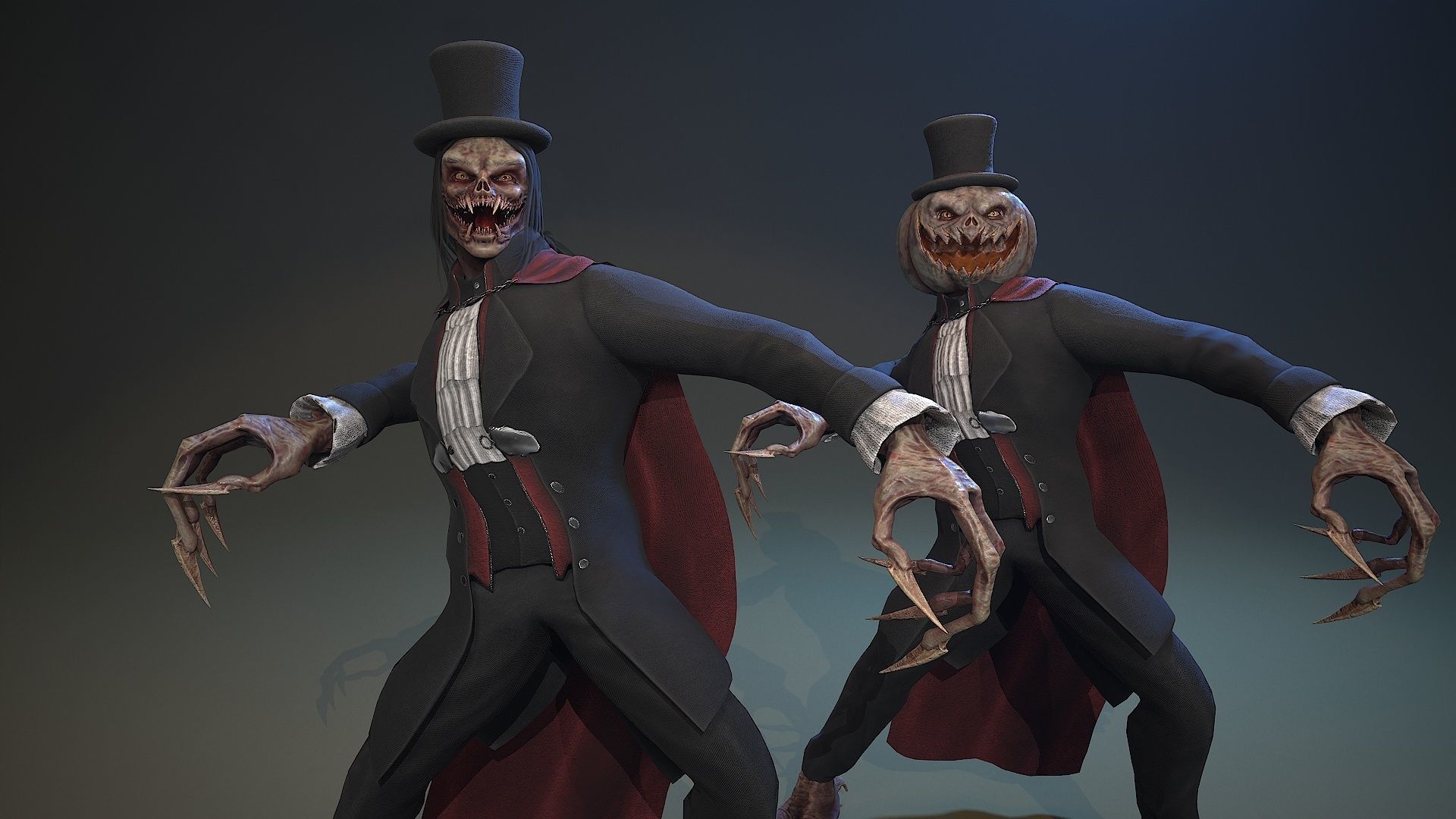 Monster Vampire Pumpkin Low-poly 3D model_15