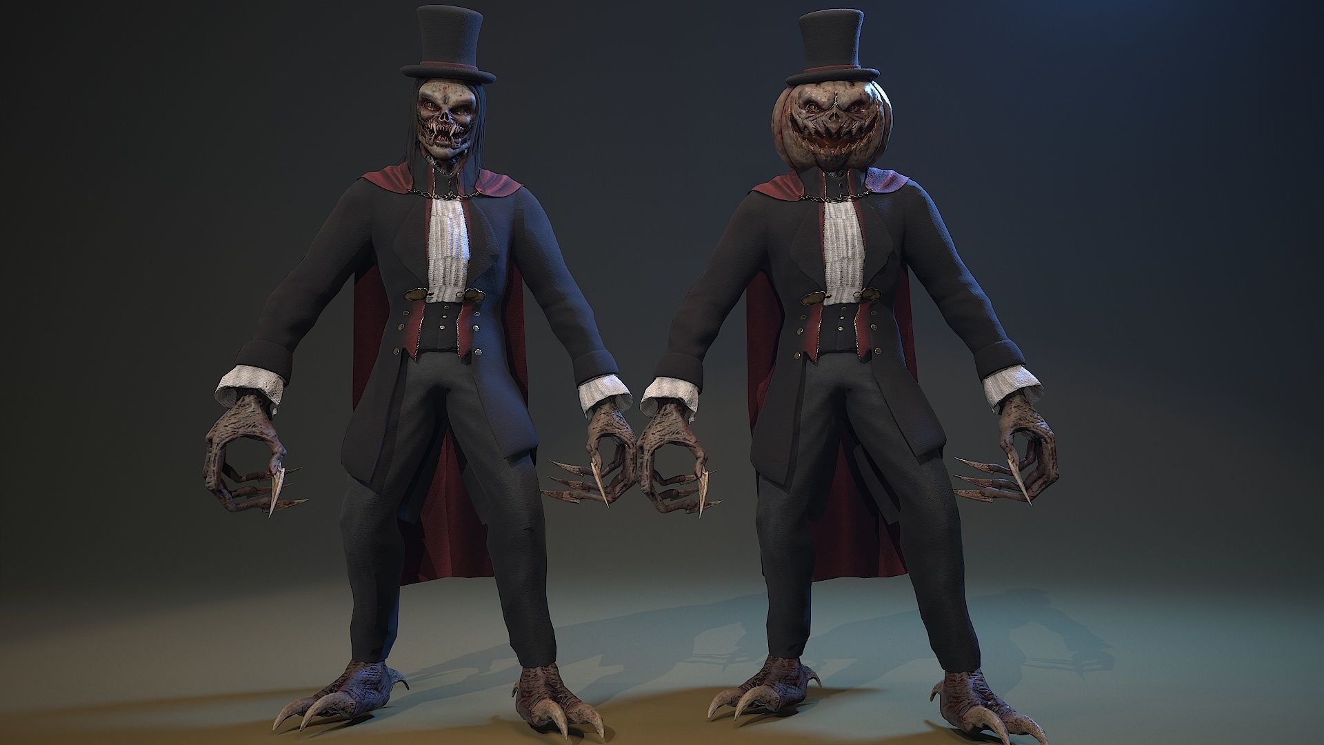 Monster Vampire Pumpkin Low-poly 3D model_7