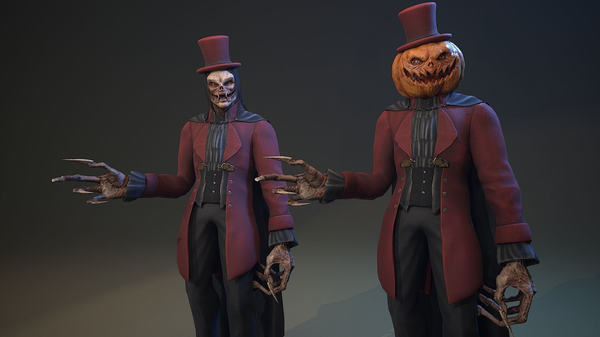Monster Vampire Pumpkin Low-poly 3D model_12