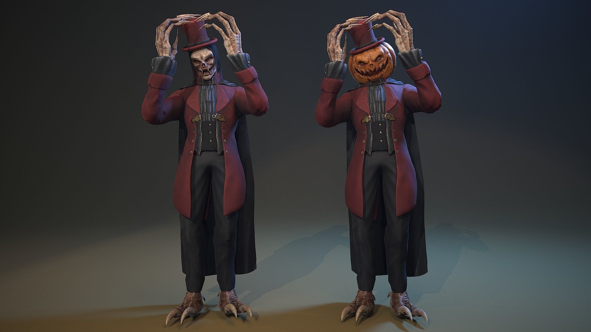 Monster Vampire Pumpkin Low-poly 3D model_11