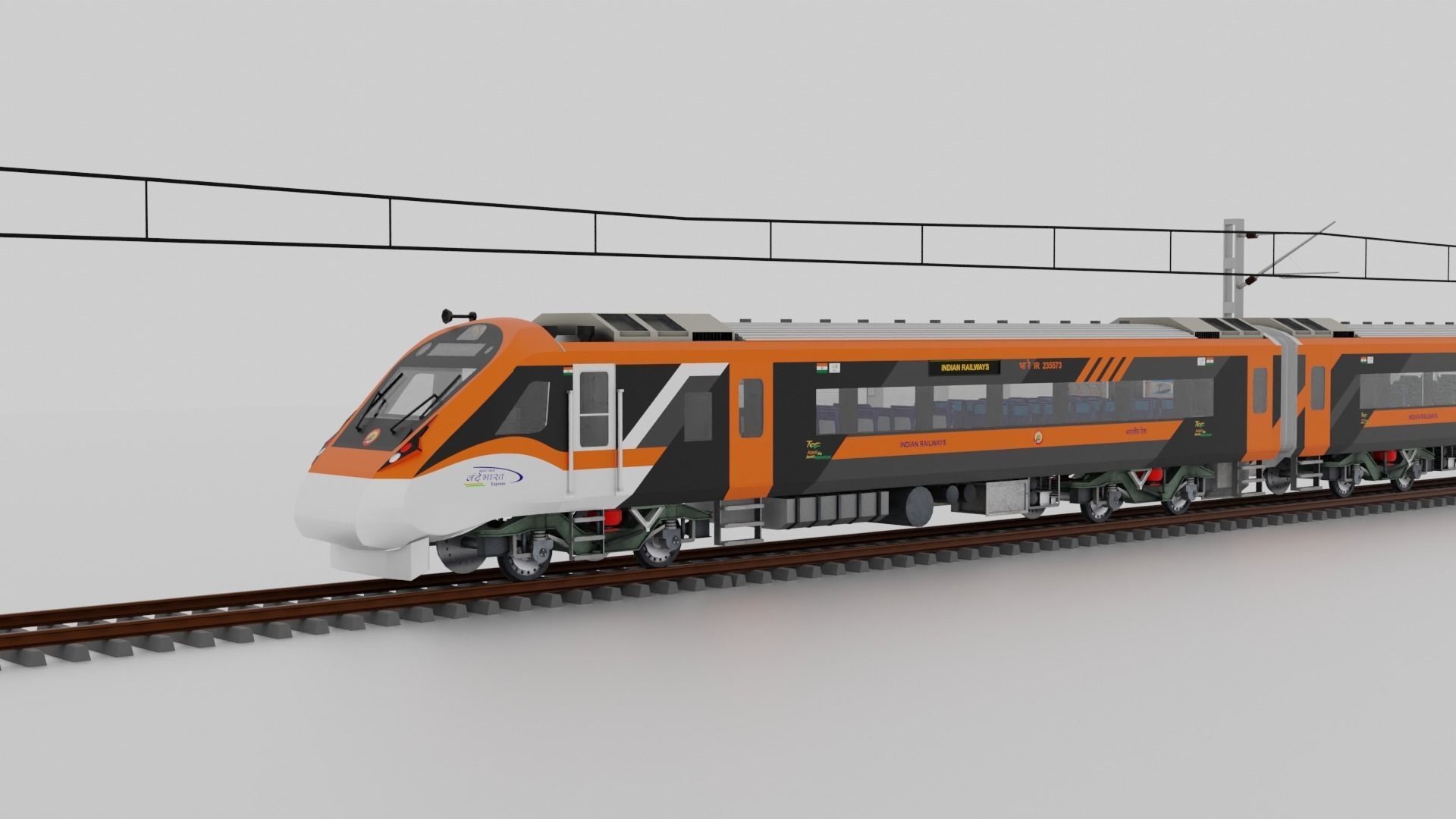 Train 18 Vande Bharat Express in Saffron White Livery 3D model | CGTrader