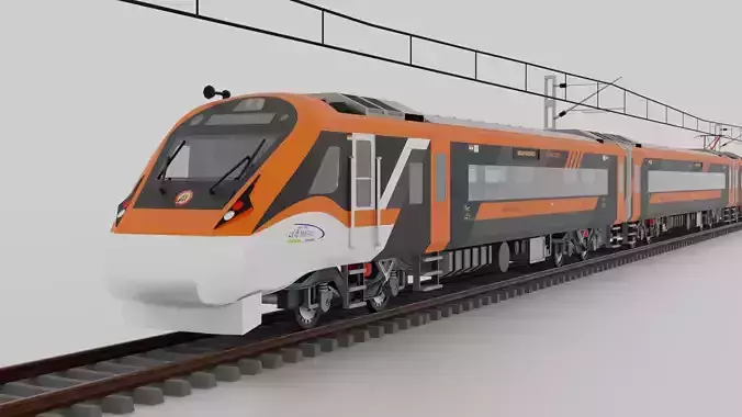 Train 18 Vande Bharat Express in Saffron White Livery 3D model