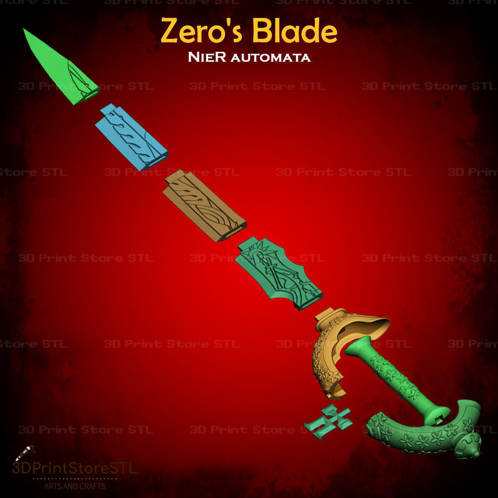 Zero Blade Cosplay Nier Automata - STL File 3D print model_4