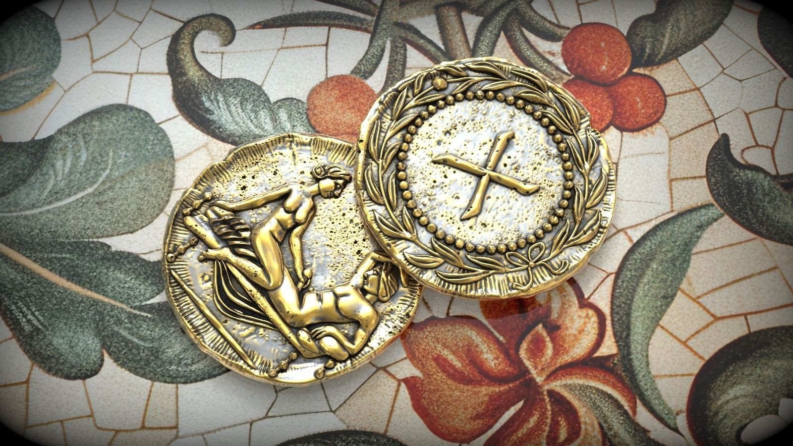 Spintria Rare Ancient Roman Token Antique Coin Number X 3D print model_4