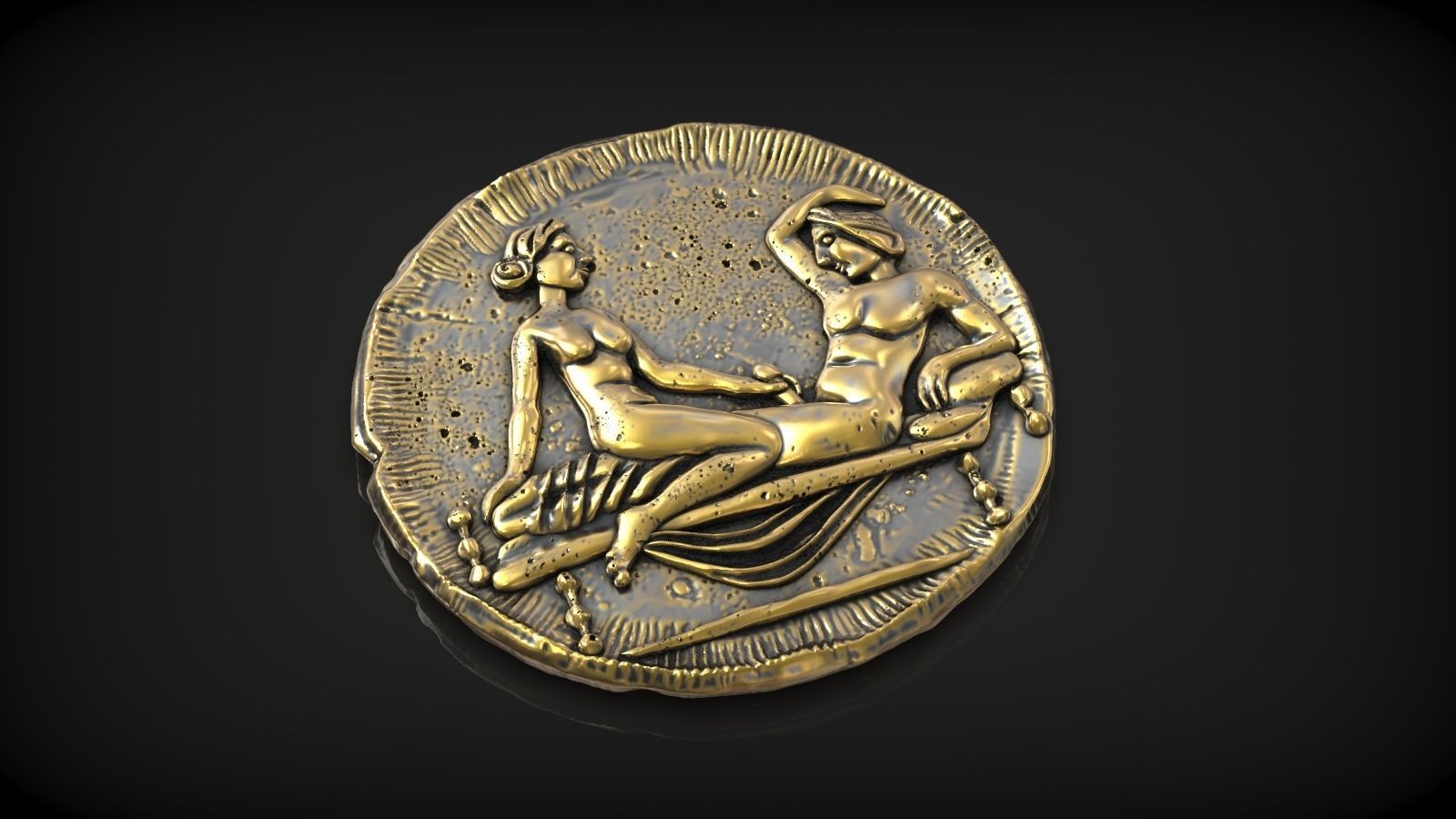 Spintria Rare Ancient Roman Token Antique Coin Number X 3D print model_2