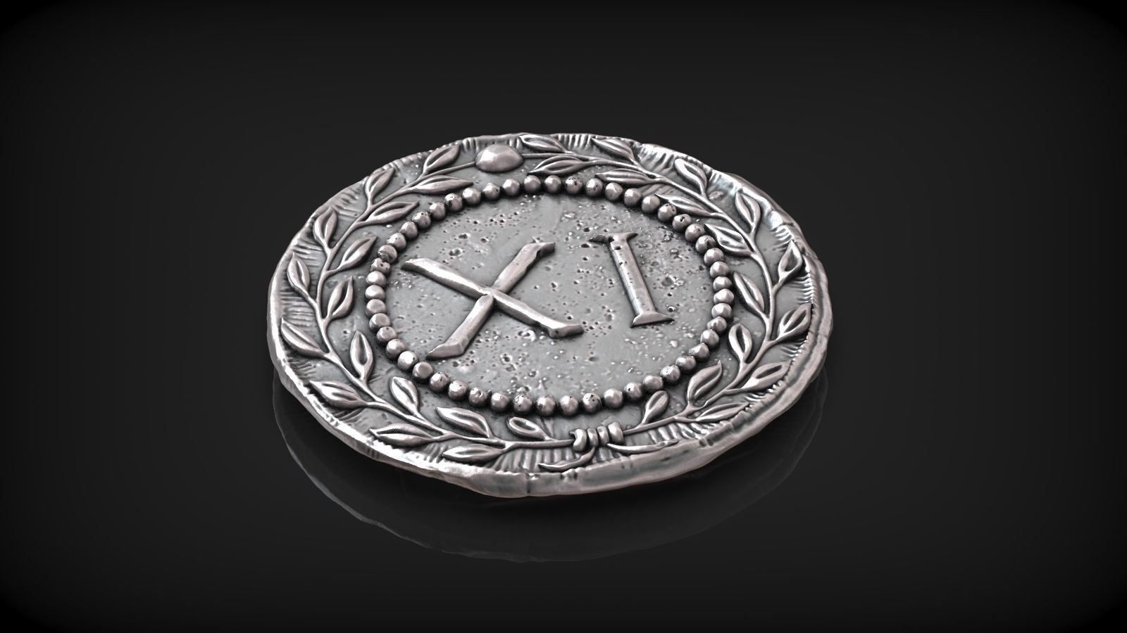 Spintria Rare Ancient Roman Token Antique Coin Number XI 3D print model_4