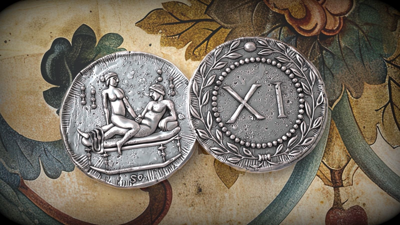 Spintria Rare Ancient Roman Token Antique Coin Number XI 3D print model_5