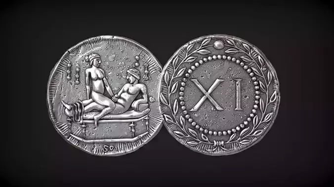 Spintria Rare Ancient Roman Token Antique Coin Number XI 3D print model