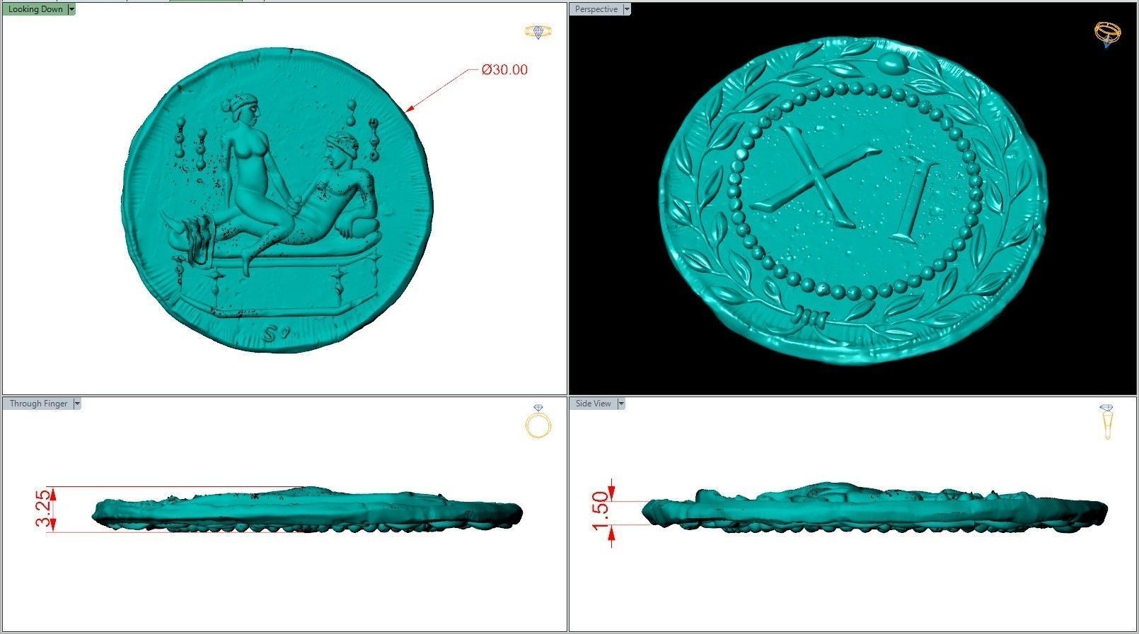 Spintria Rare Ancient Roman Token Antique Coin Number XI 3D print model_6