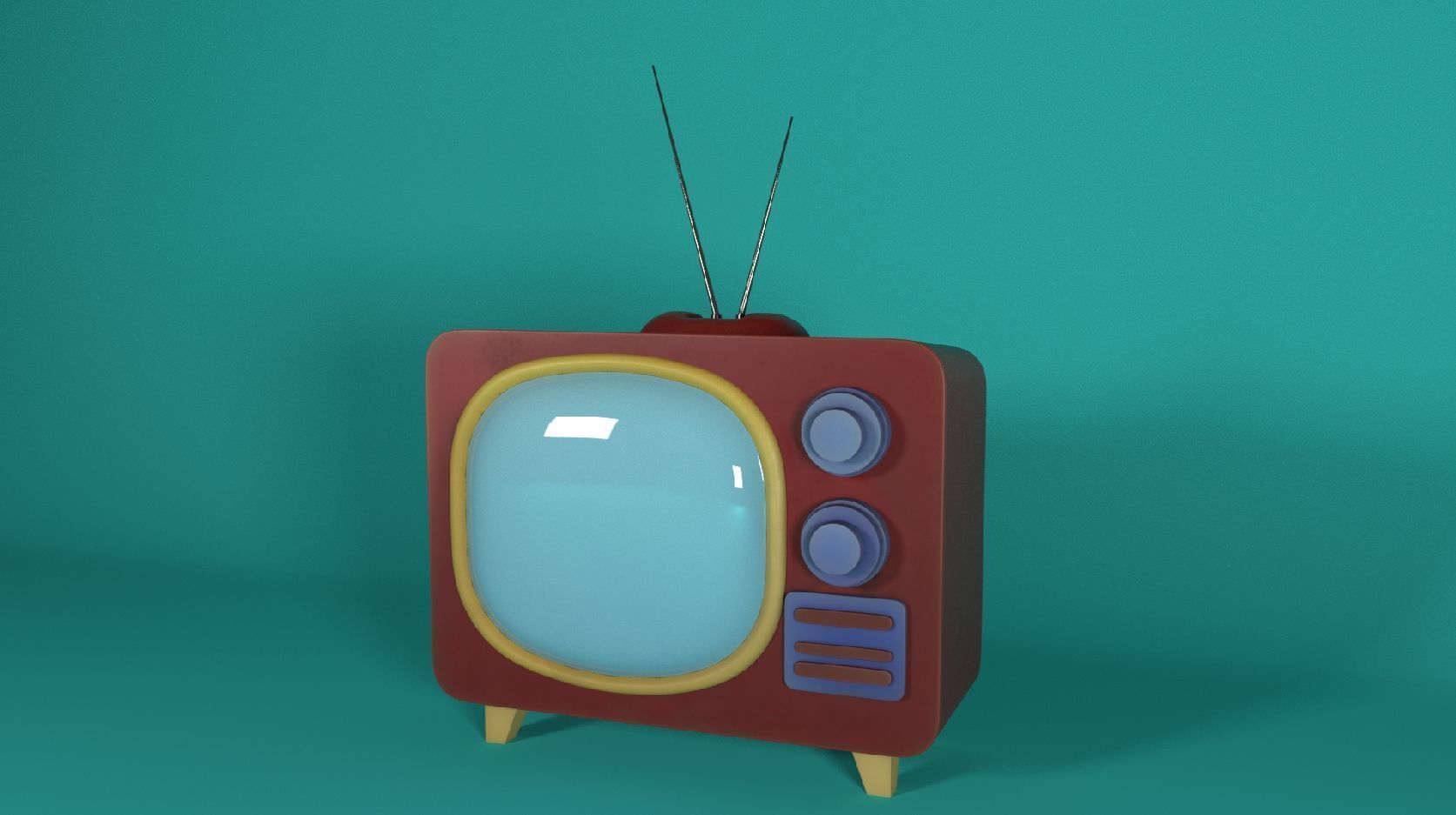 Cartoon TV 3D model_2