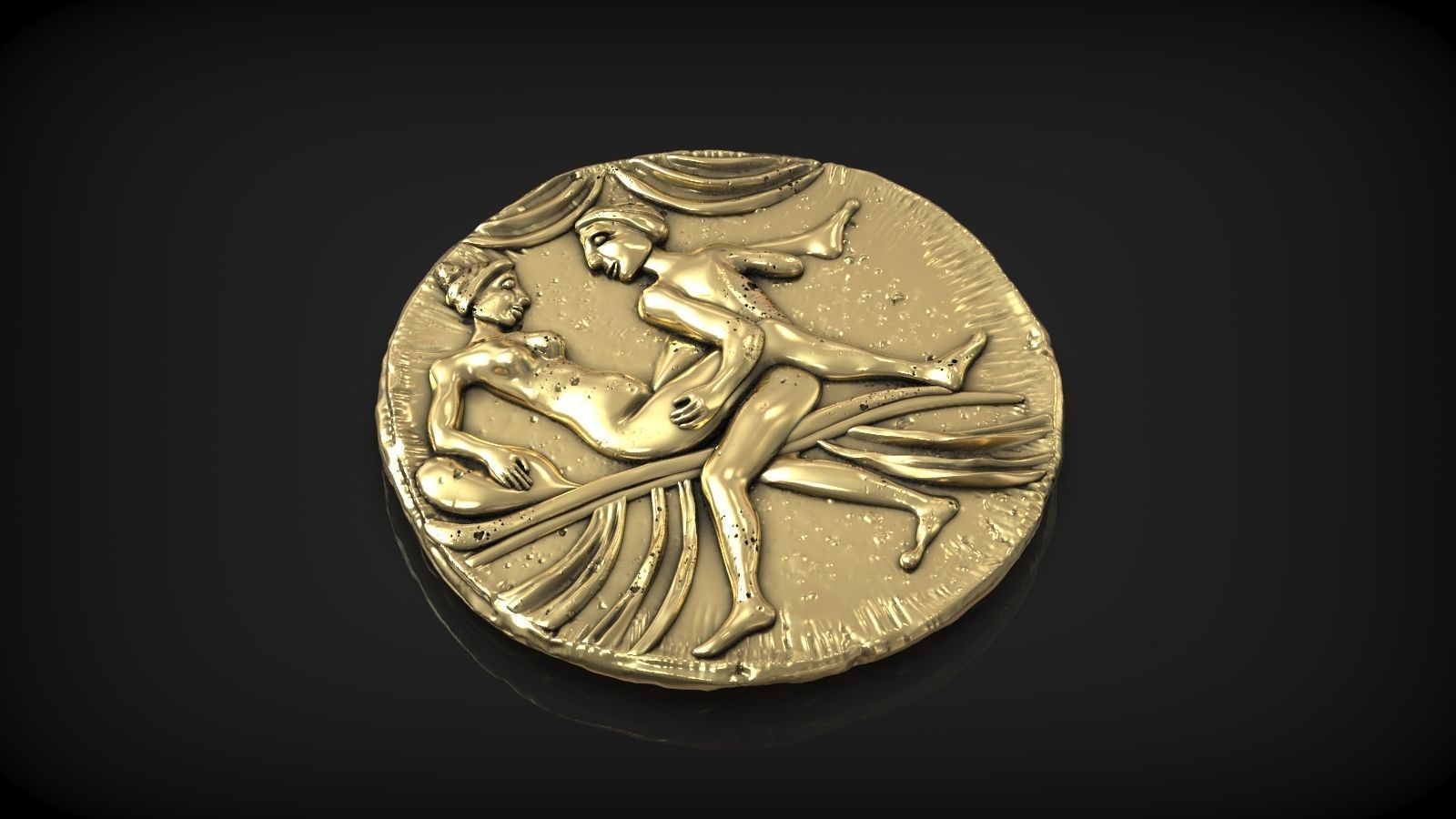 Spintria Rare Ancient Roman Token Antique Coin Number XII 3D print model_3