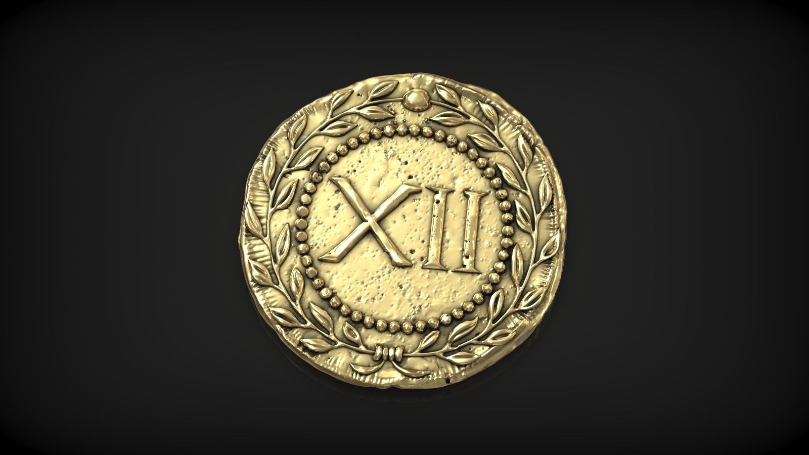 Spintria Rare Ancient Roman Token Antique Coin Number XII 3D print model_2