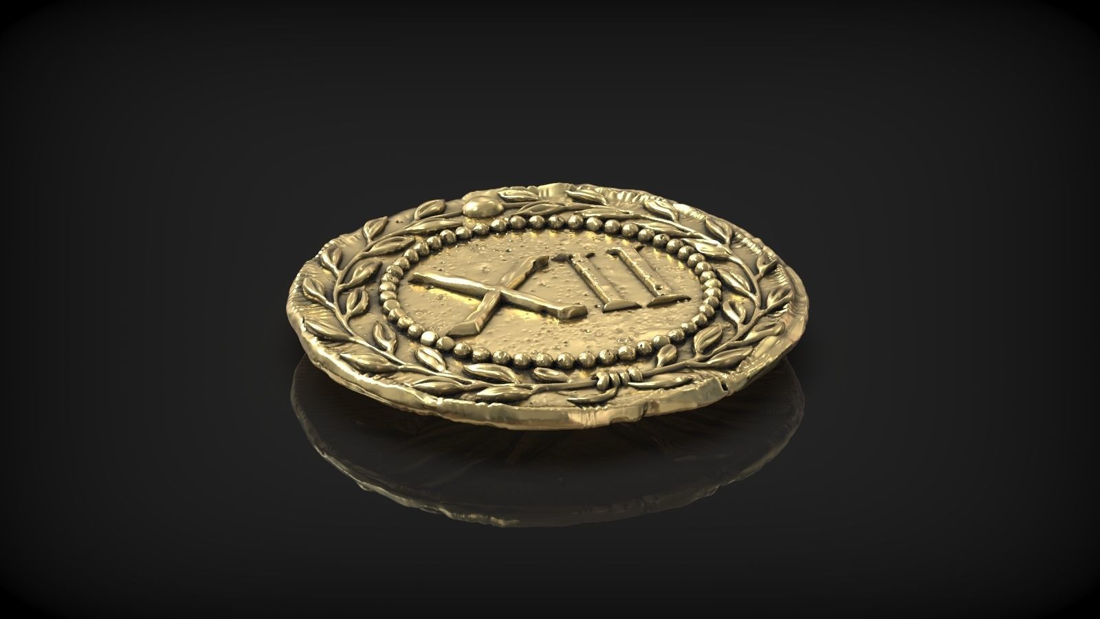 Spintria Rare Ancient Roman Token Antique Coin Number XII 3D print model_4