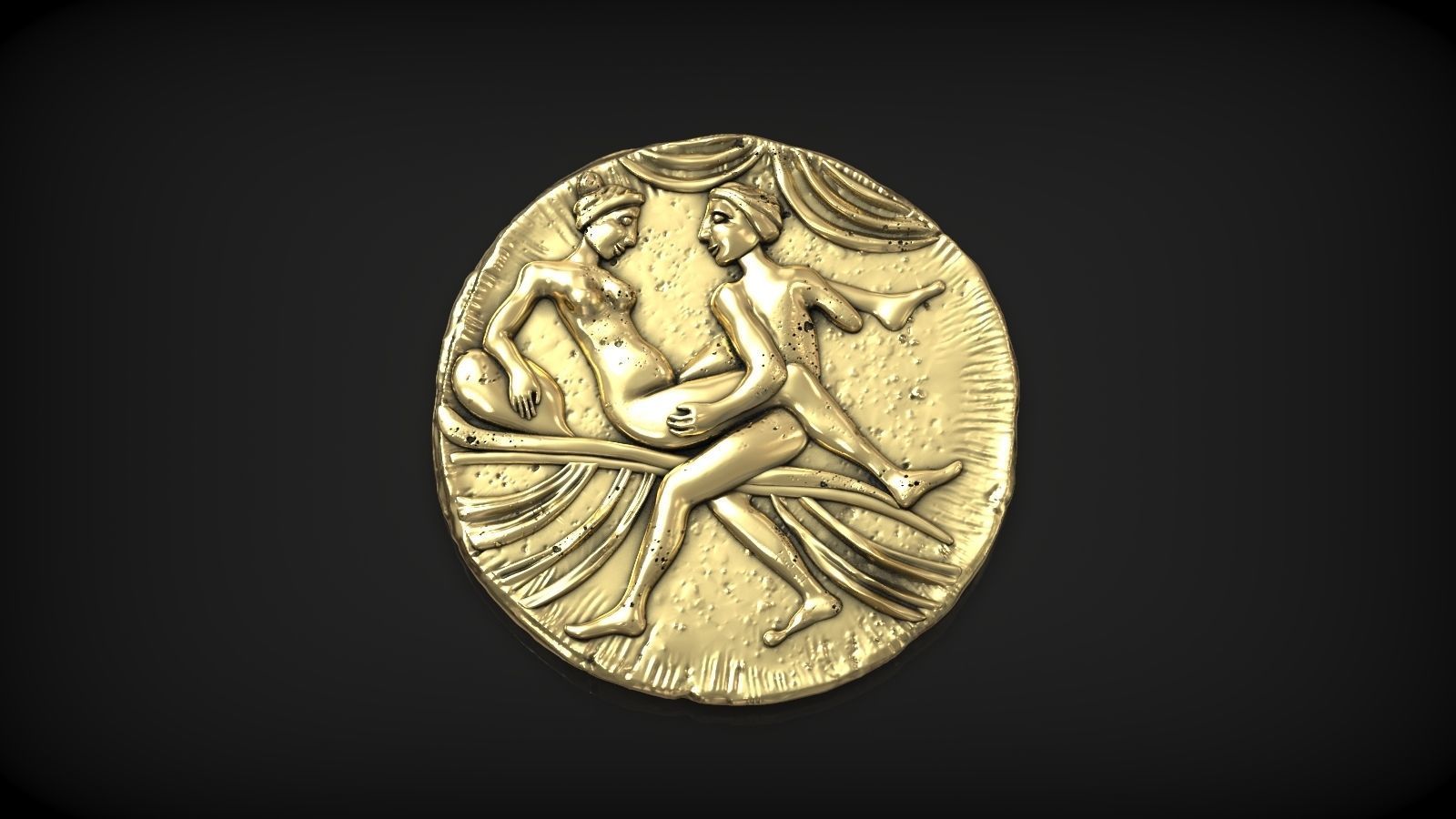 Spintria Rare Ancient Roman Token Antique Coin Number XII 3D print model_1