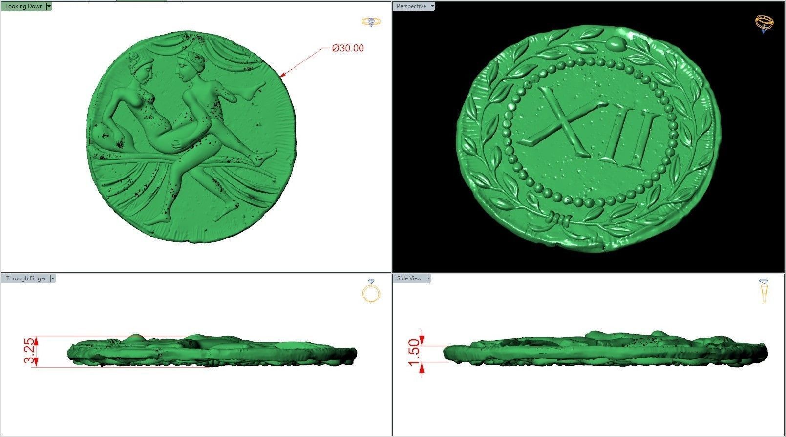 Spintria Rare Ancient Roman Token Antique Coin Number XII 3D print model_6