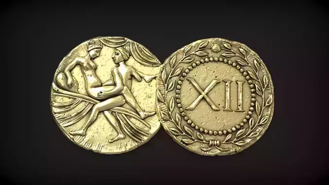 Spintria Rare Ancient Roman Token Antique Coin Number XII 3D print model