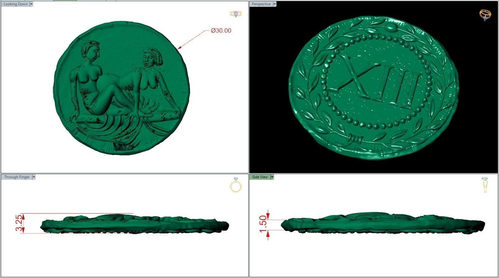 Spintria Rare Ancient Roman Token Antique Coin Number XIII 3D print model_6