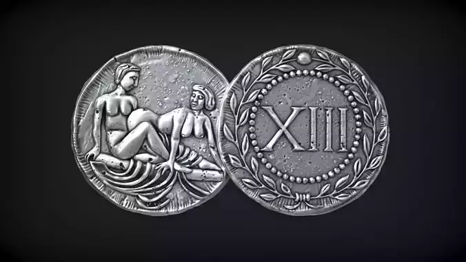 Spintria Rare Ancient Roman Token Antique Coin Number XIII 3D print model