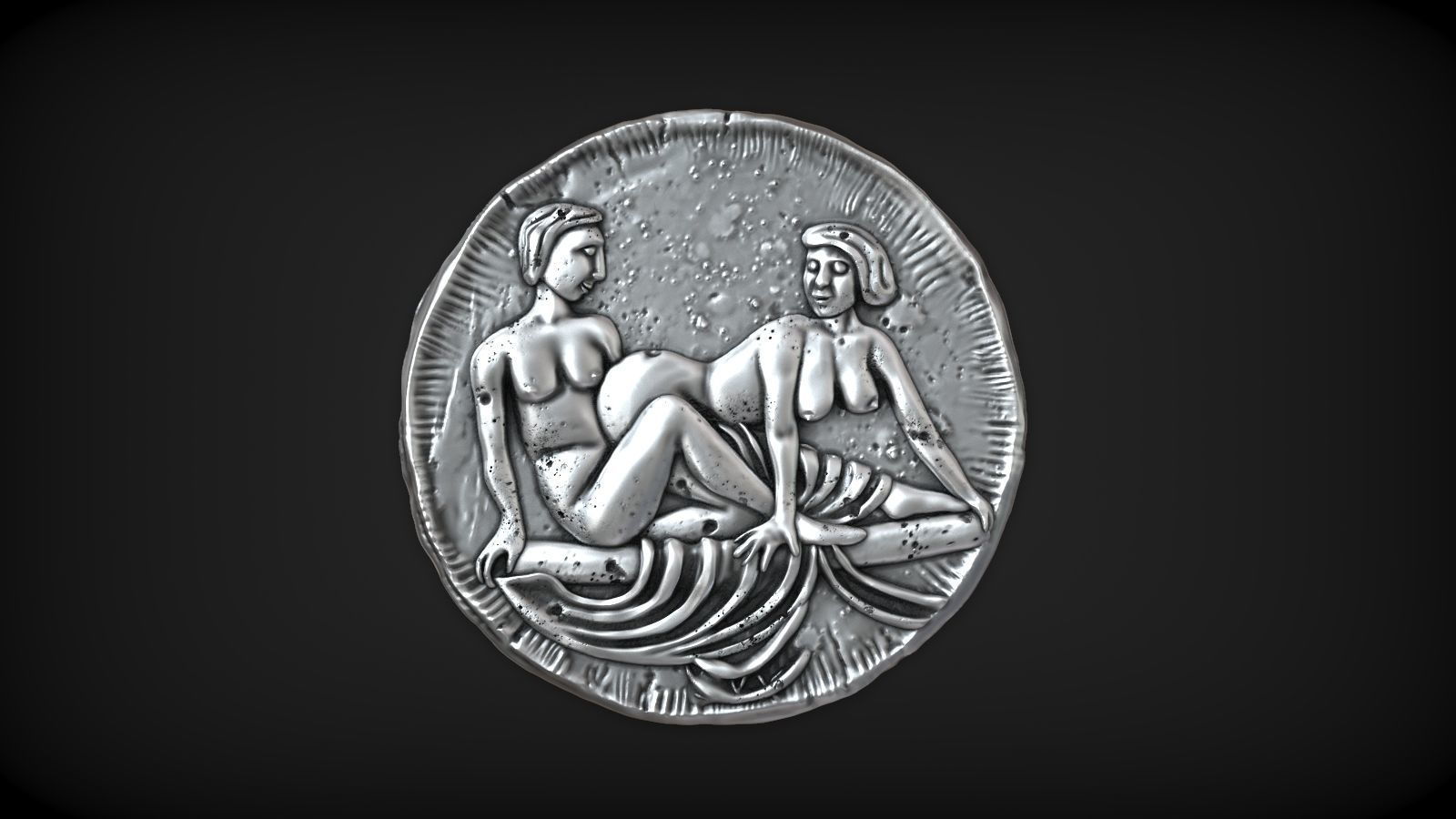 Spintria Rare Ancient Roman Token Antique Coin Number XIII 3D print model_1