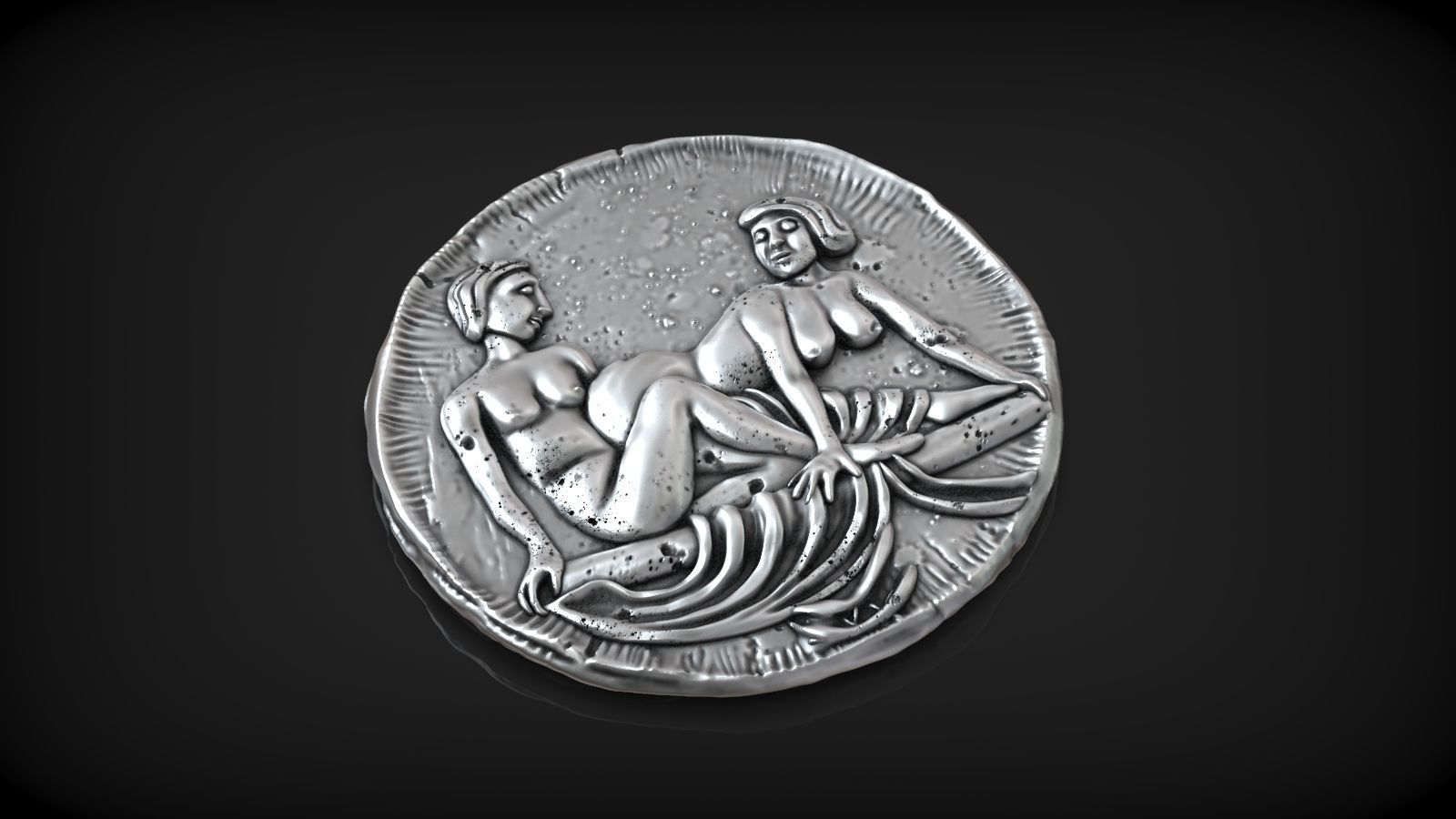 Spintria Rare Ancient Roman Token Antique Coin Number XIII 3D print model_3