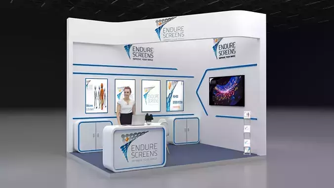 booth 3x4 open 3 side 3D model 3D model