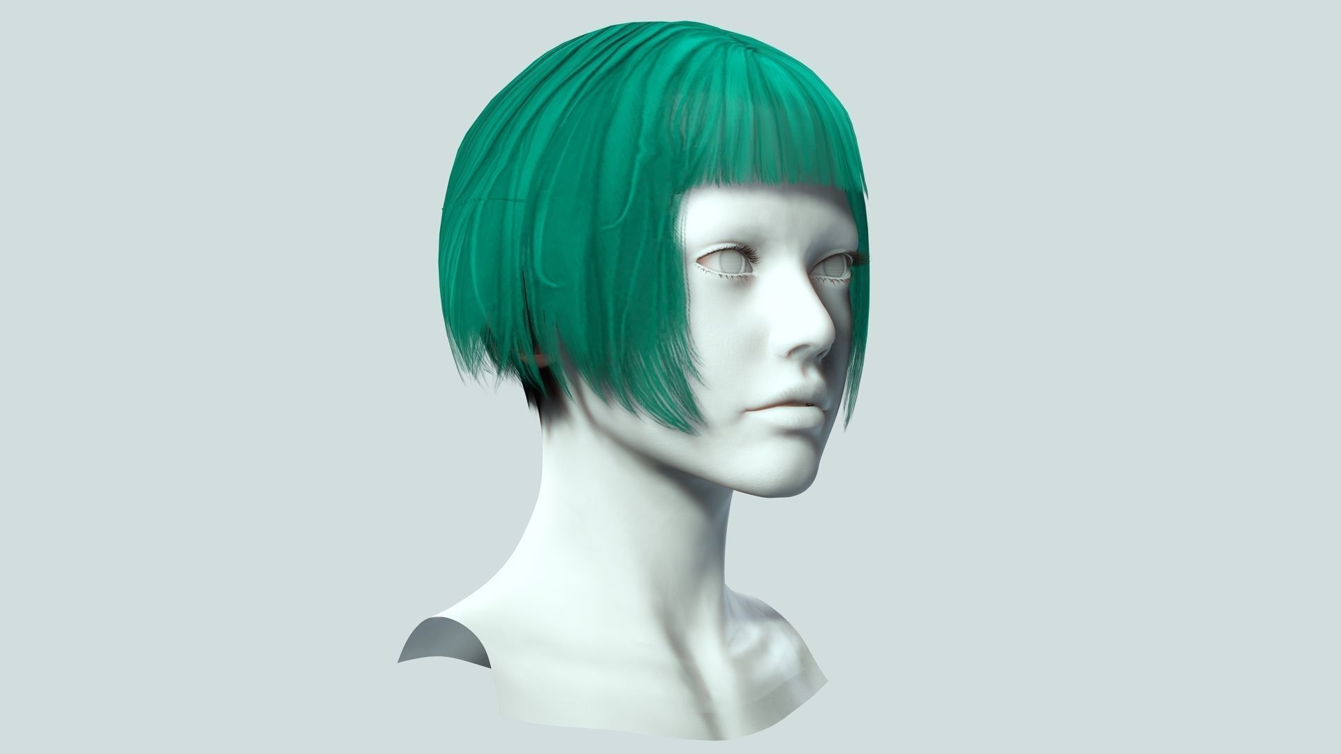 Female Bob Hair Low-poly 3D model_7