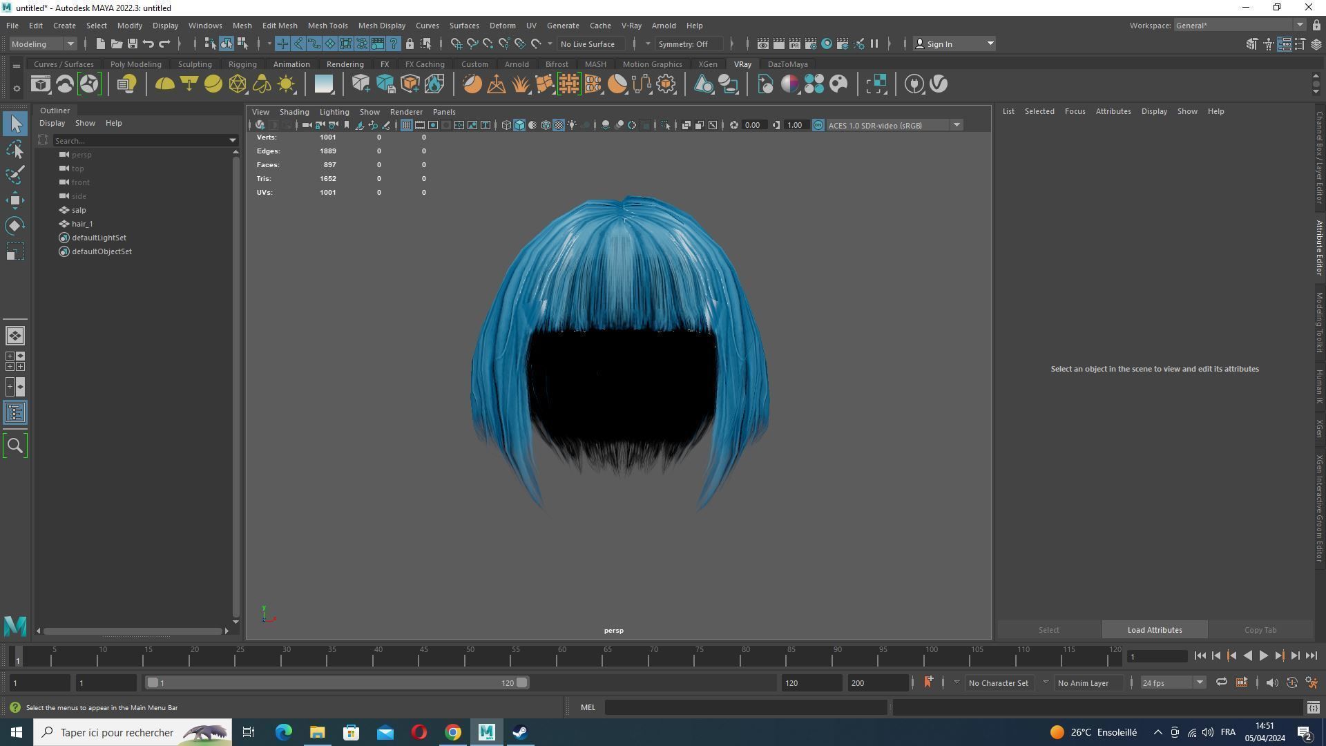 Female Bob Hair Low-poly 3D model_11