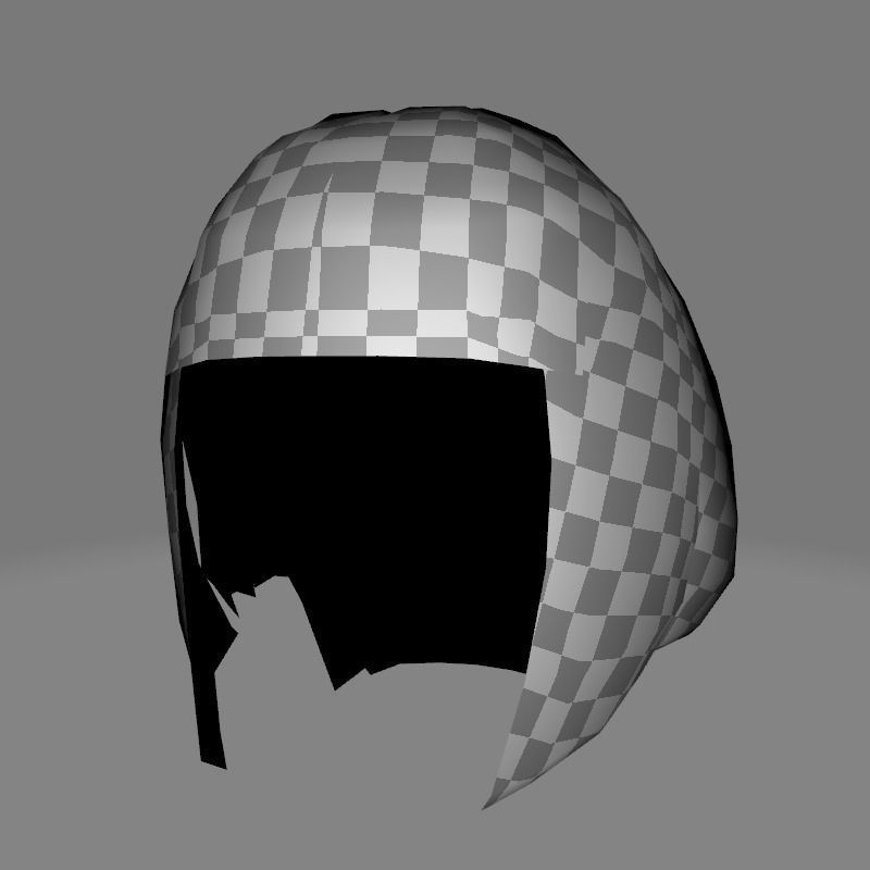 Female Bob Hair Low-poly 3D model_14