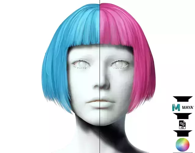 Female Bob Hair  Low-poly 3D model