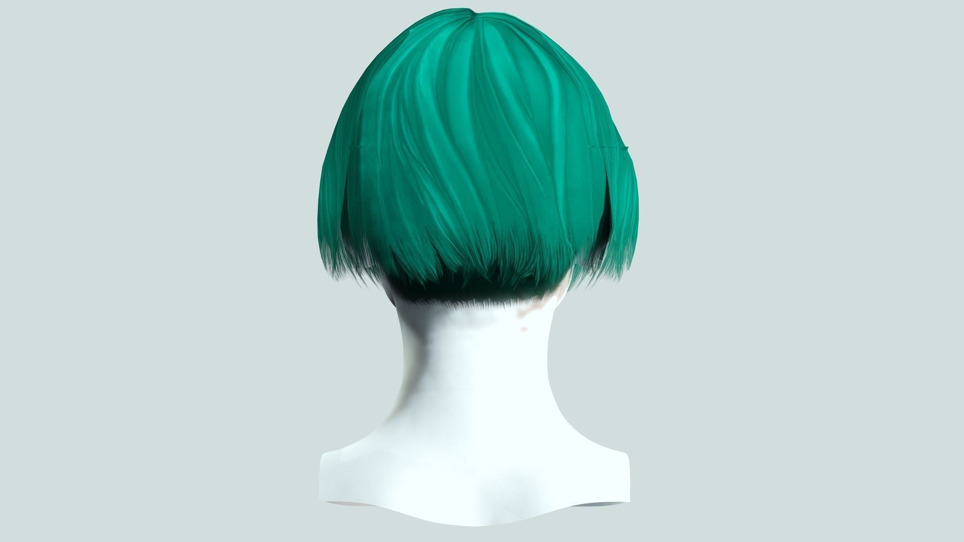 Female Bob Hair Low-poly 3D model_6