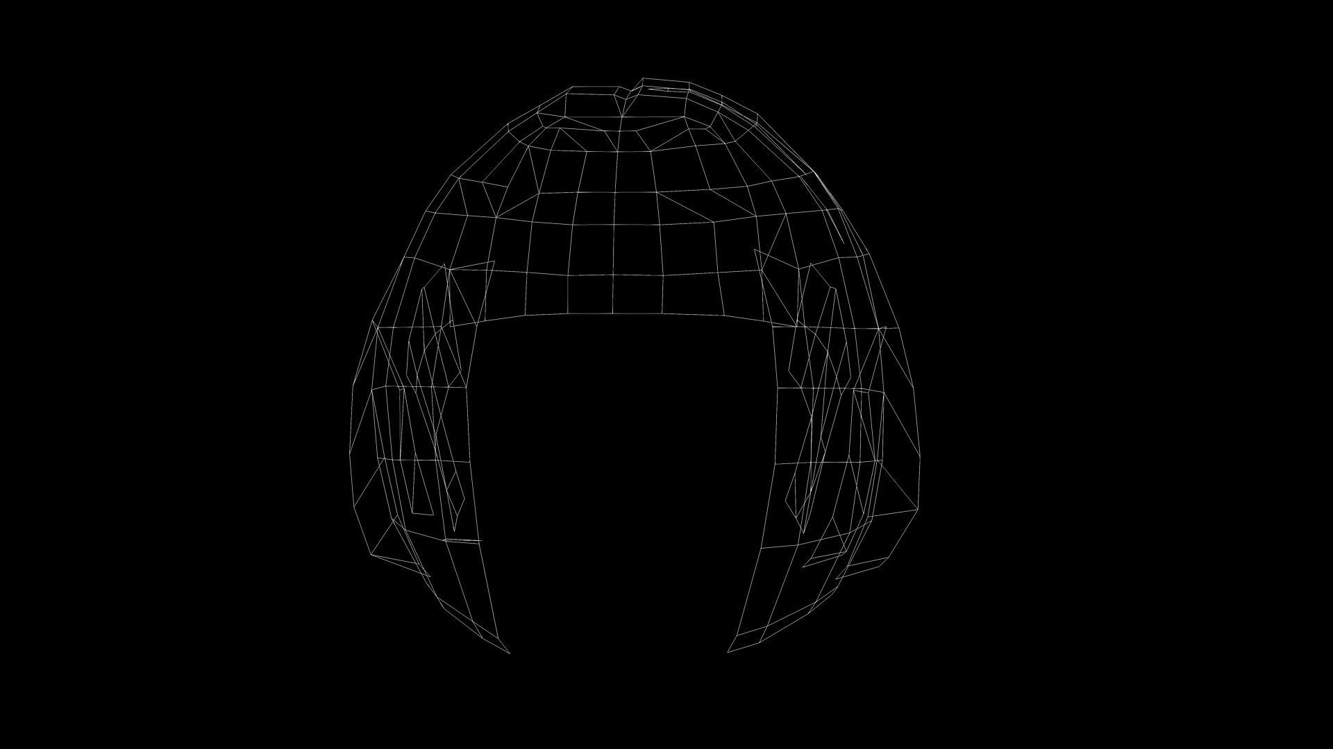 Female Bob Hair Low-poly 3D model_13