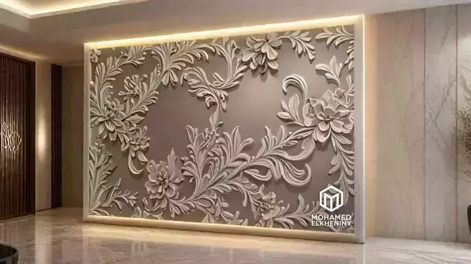 Modern Wall Panel Relief for CNC and 3D Printing 08  3D print model
