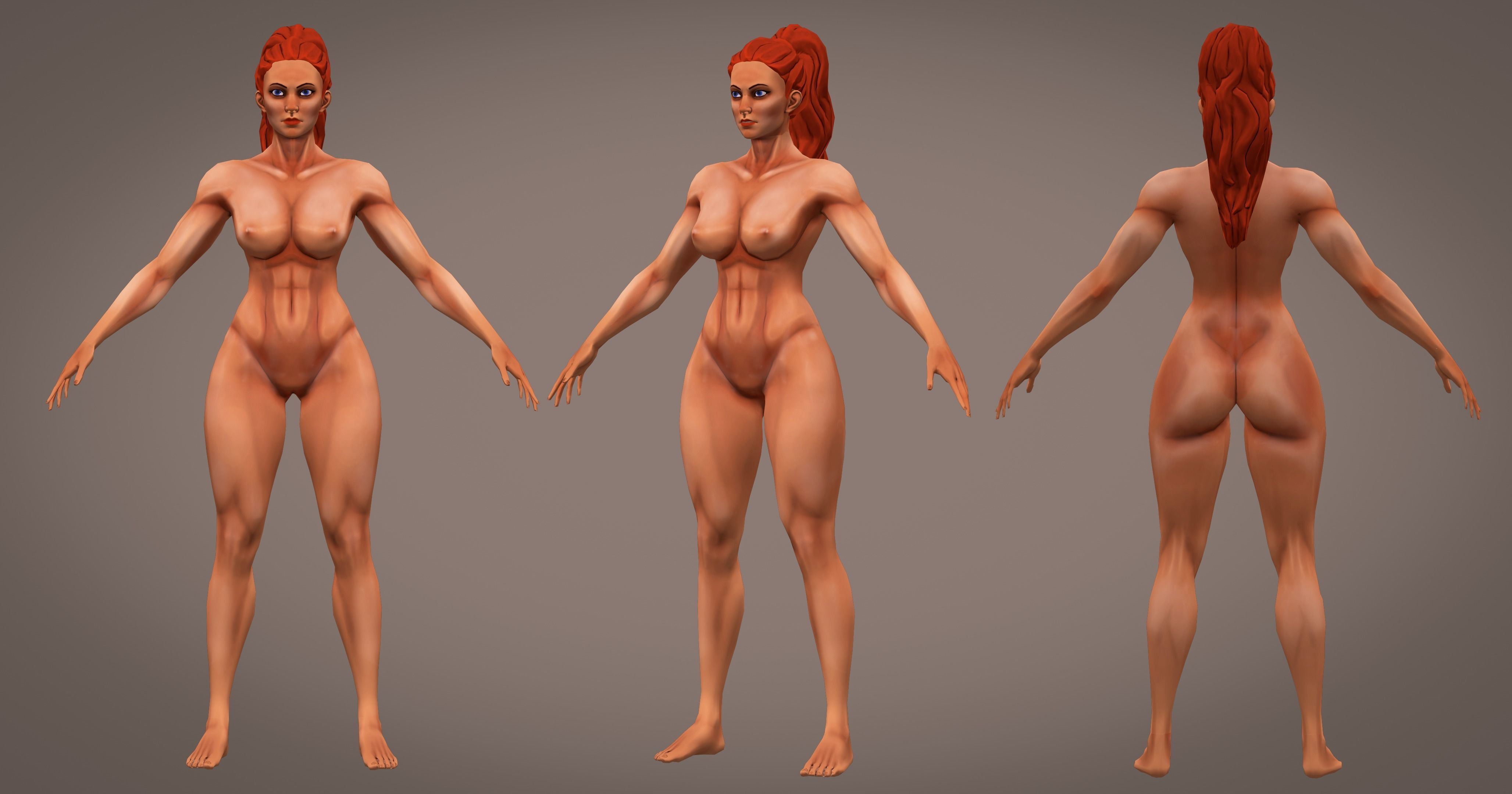 Stylized Female - Game Ready Low poly Character Low-poly 3D model_5