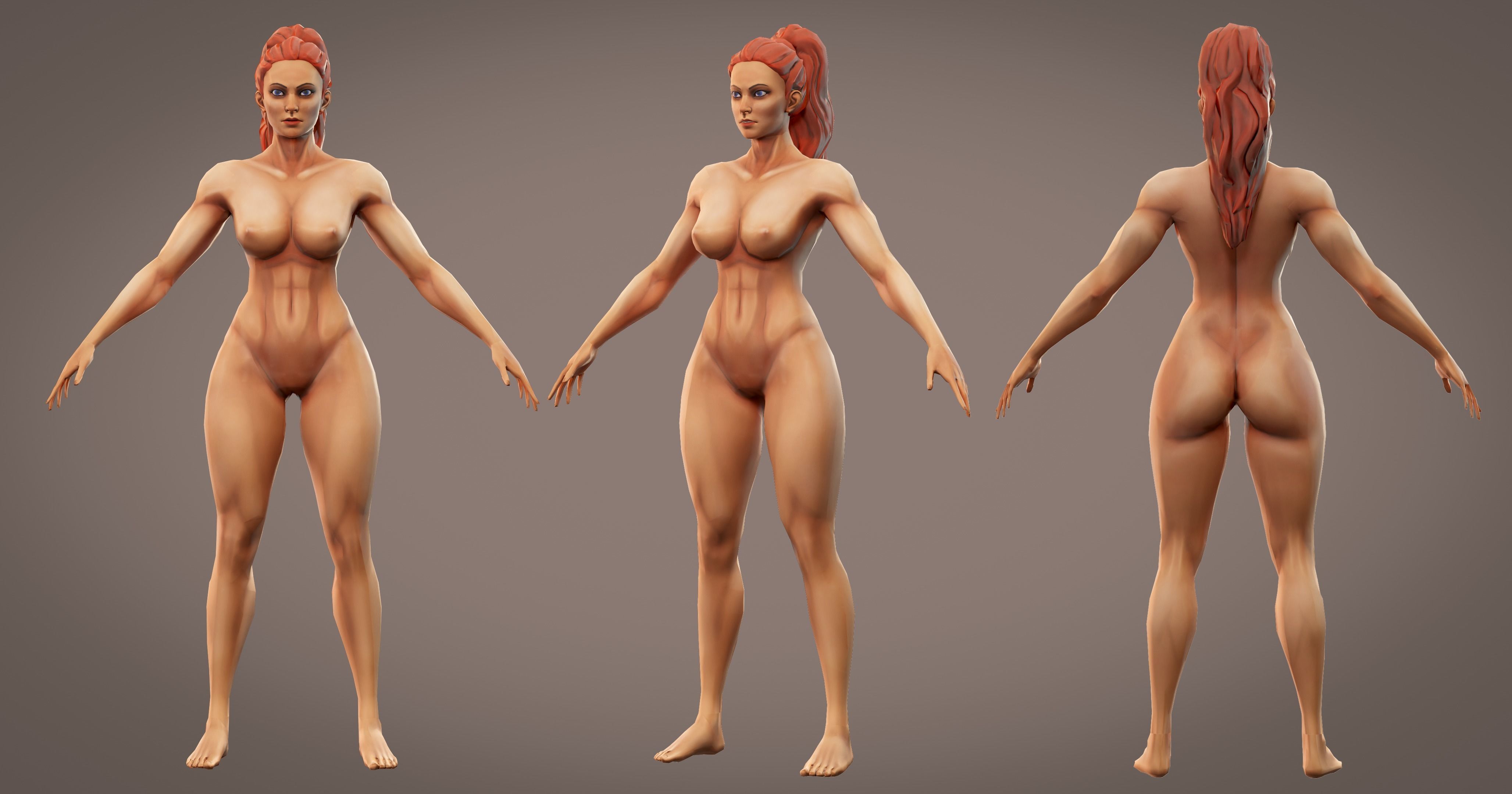 Stylized Female - Game Ready Low poly Character Low-poly 3D model_3