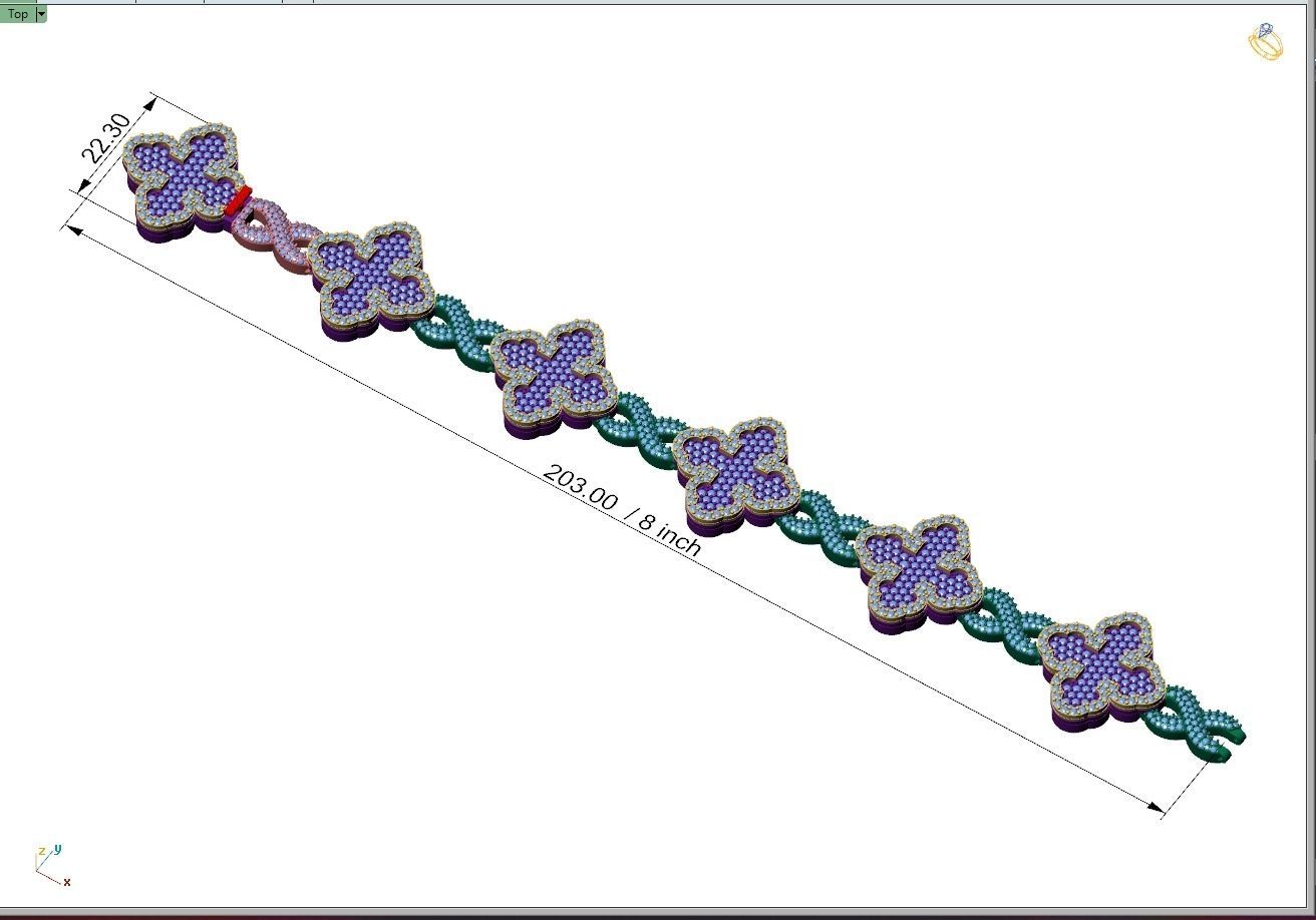 Custom Cathedral Cross Bracelet w Infinity Link Bracelet Link  3D print model_7