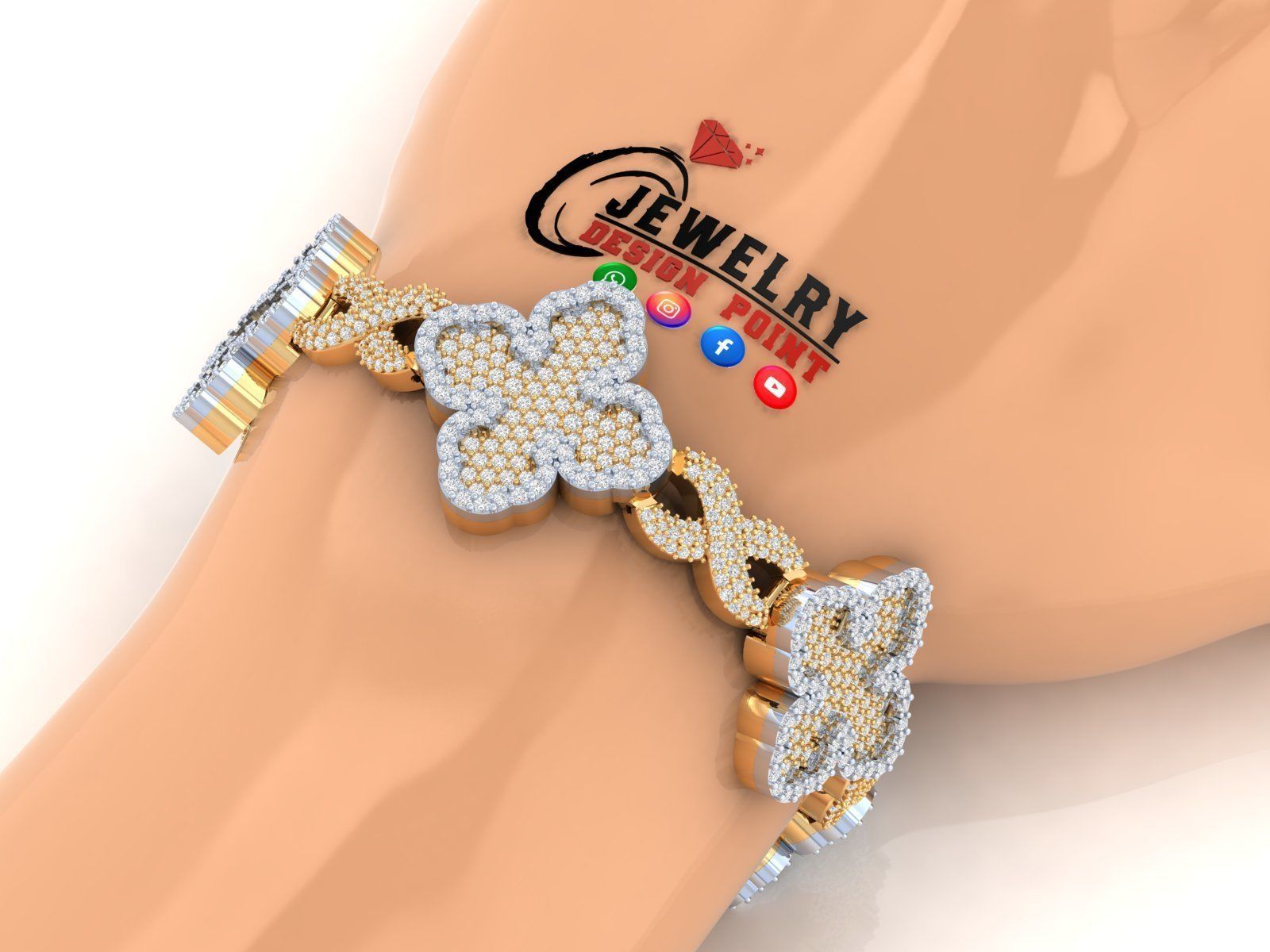 Custom Cathedral Cross Bracelet w Infinity Link Bracelet Link  3D print model_2