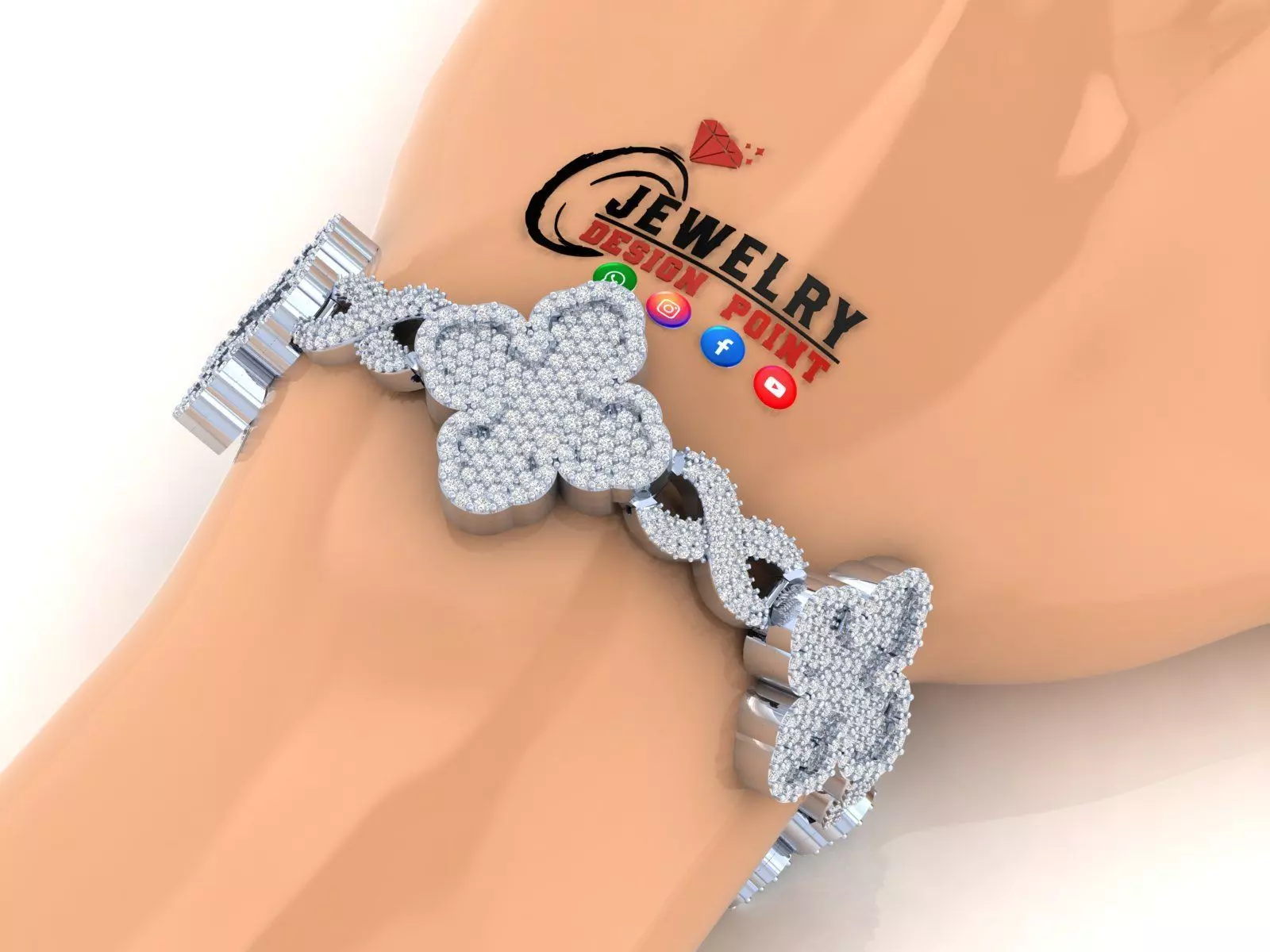 Custom Cathedral Cross Bracelet w Infinity Link Bracelet Link  3D print model_0