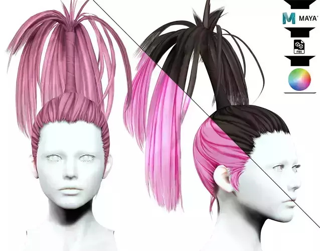 Fantasy Female Hair - Palm Hairstyle Low-poly 3D model