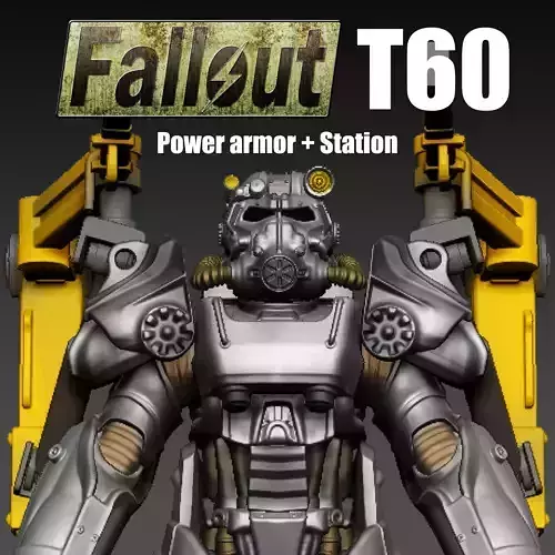 Fallout T60 Power Armor and  Armor Station 3D print model