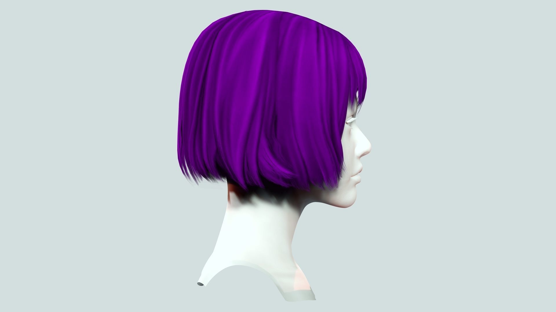 Female Bob Hair Low-poly 3D model_8