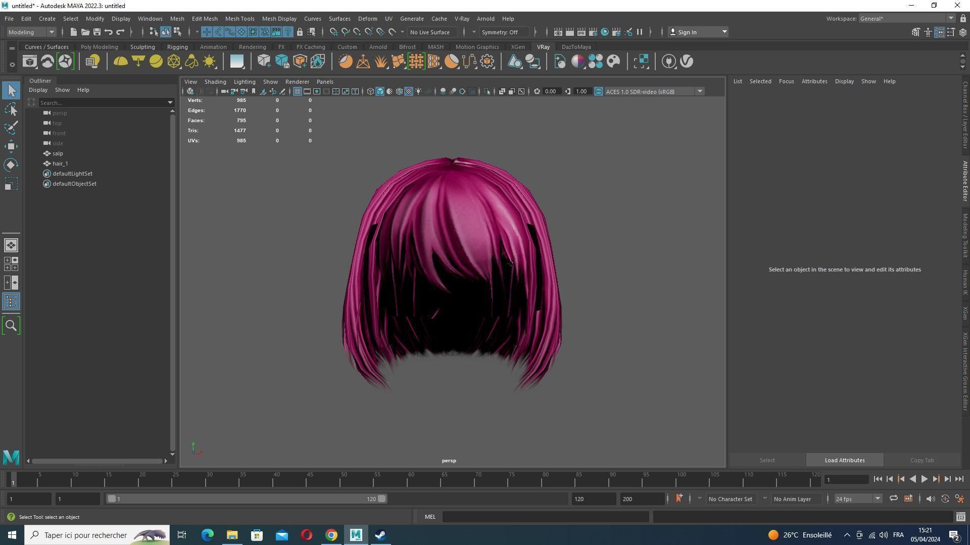 Female Bob Hair Low-poly 3D model_15