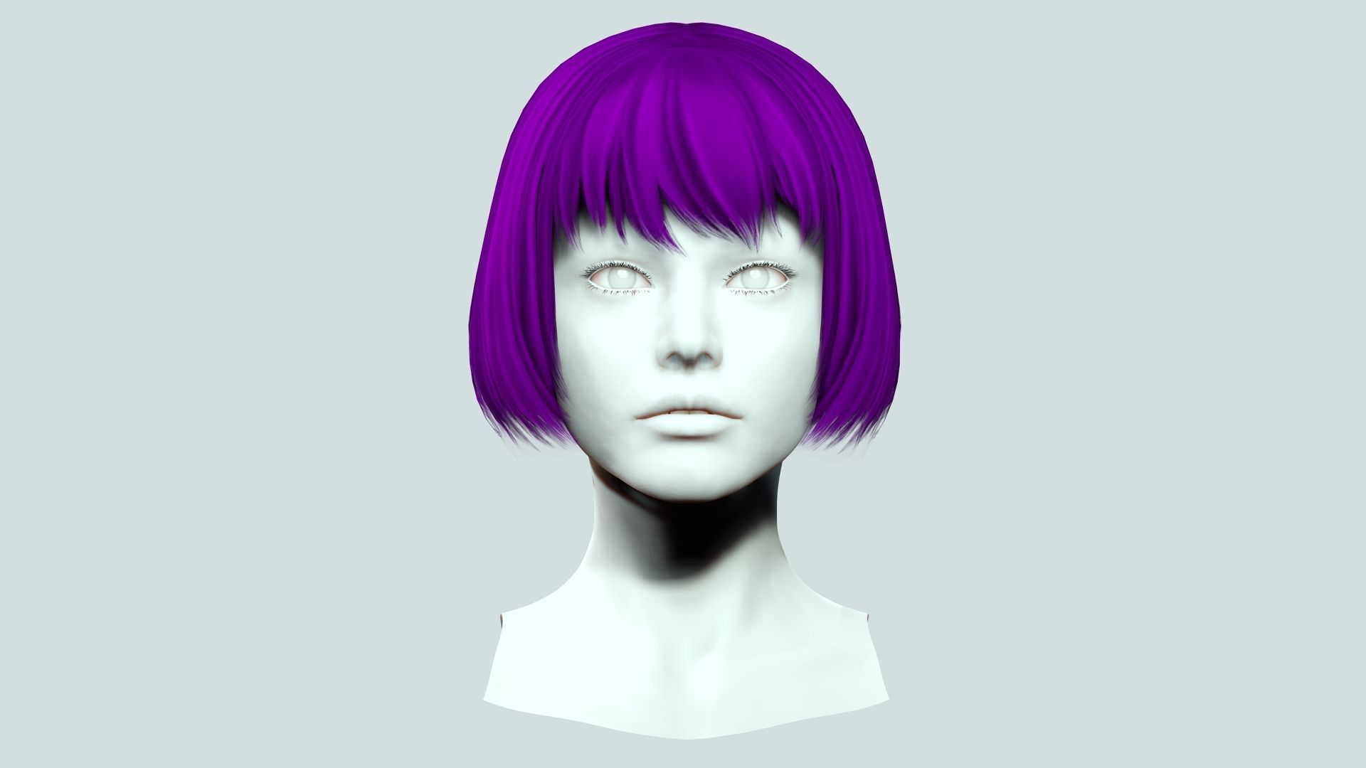 Female Bob Hair Low-poly 3D model_3