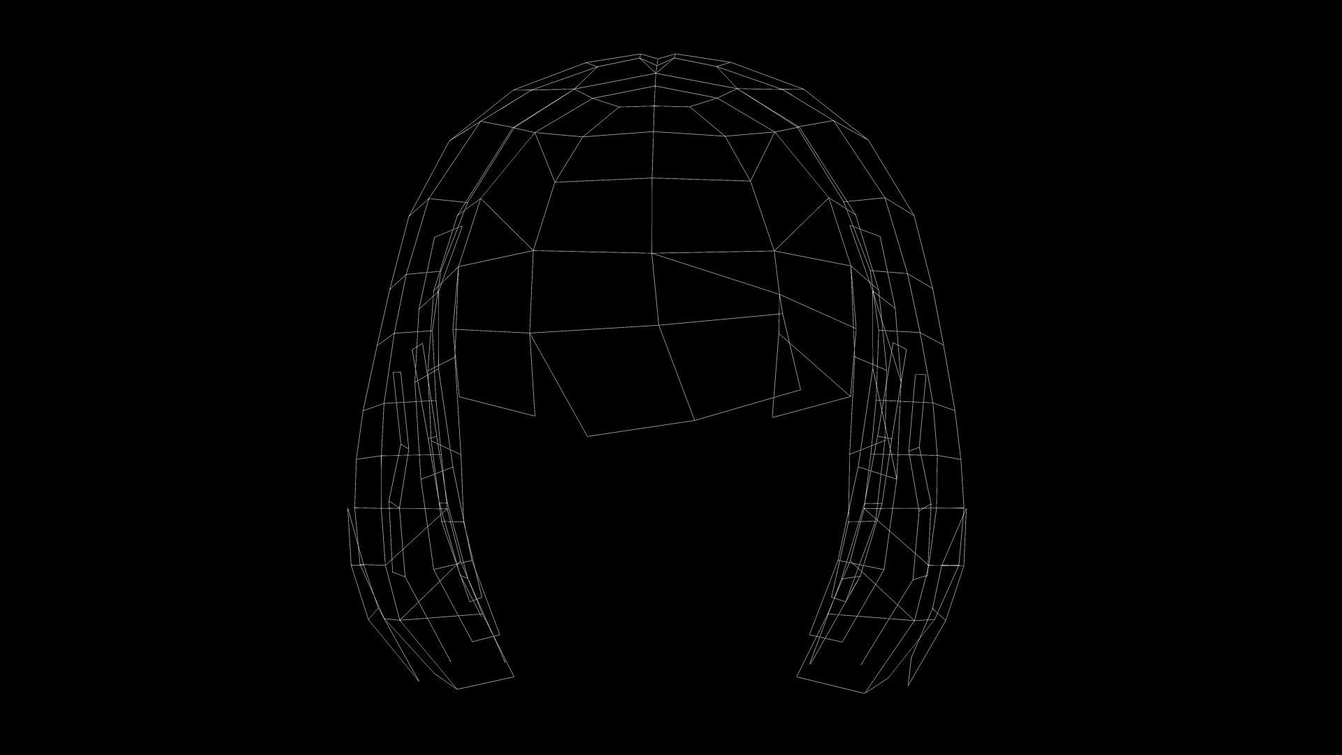 Female Bob Hair Low-poly 3D model_13