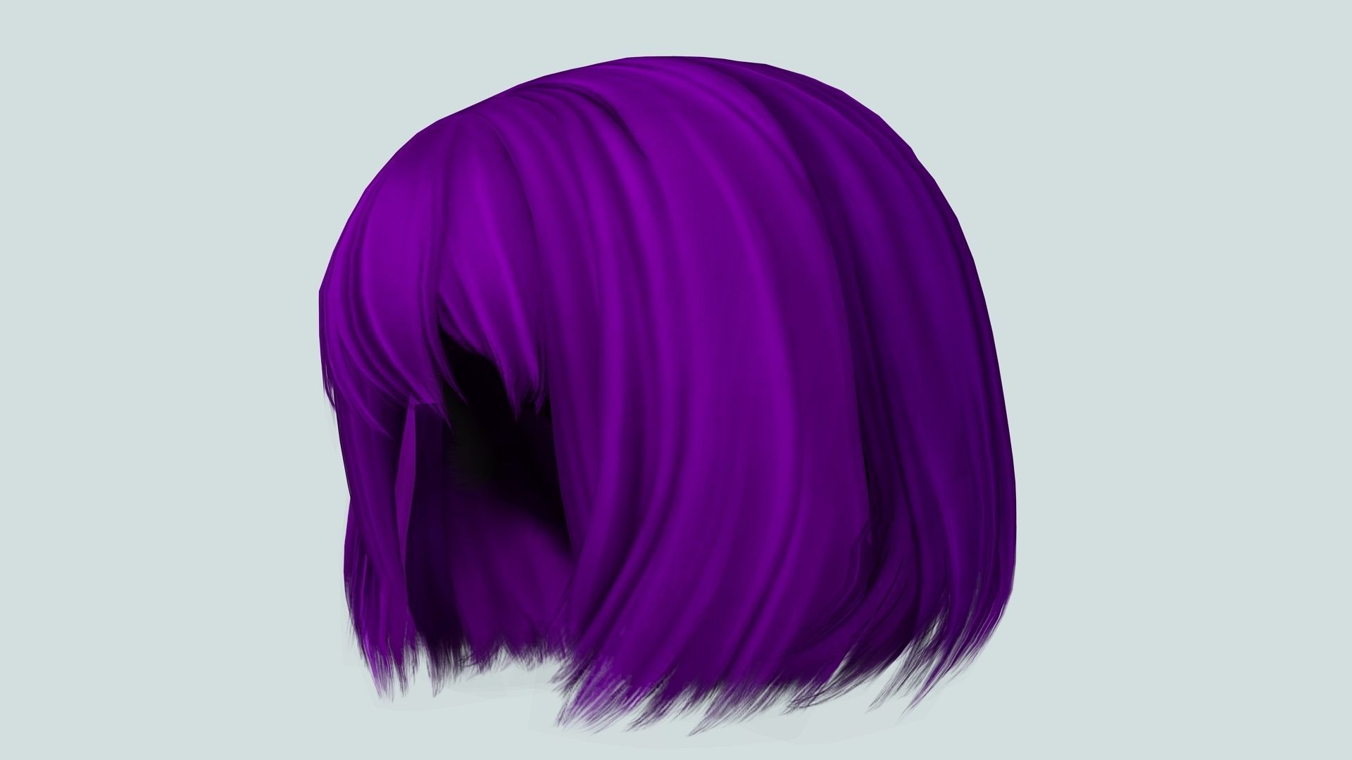 Female Bob Hair Low-poly 3D model_11