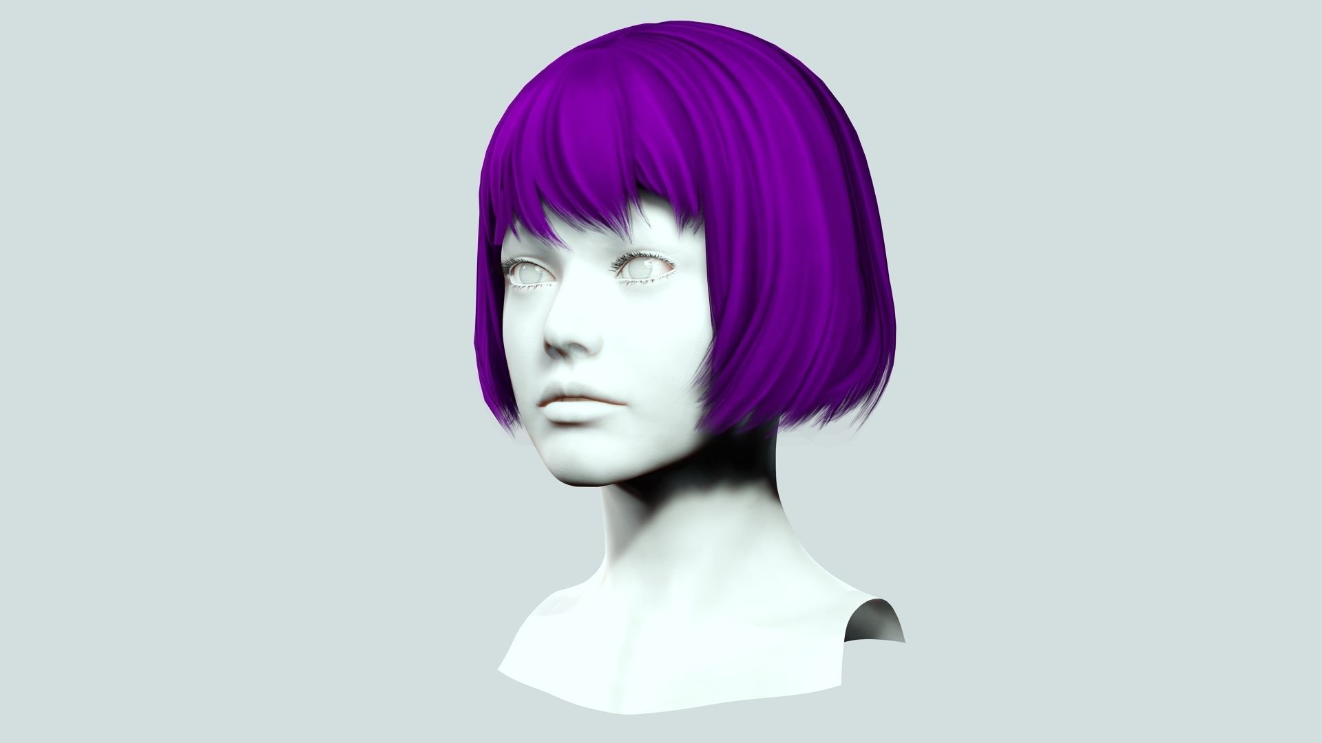 Female Bob Hair Low-poly 3D model_5