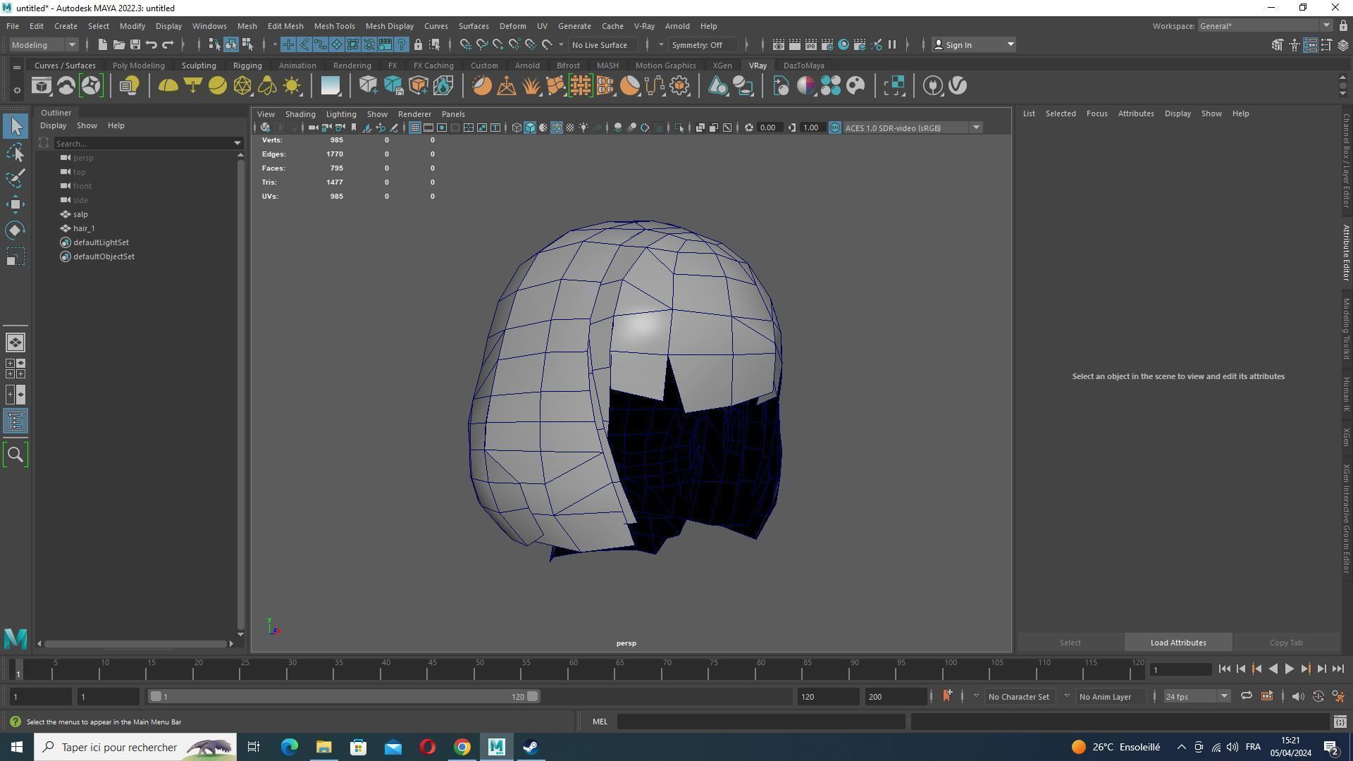 Female Bob Hair Low-poly 3D model_16