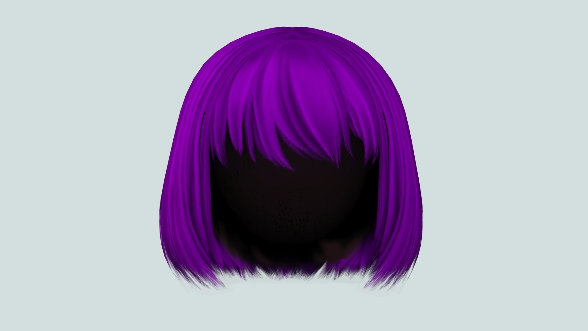 Female Bob Hair Low-poly 3D model_10