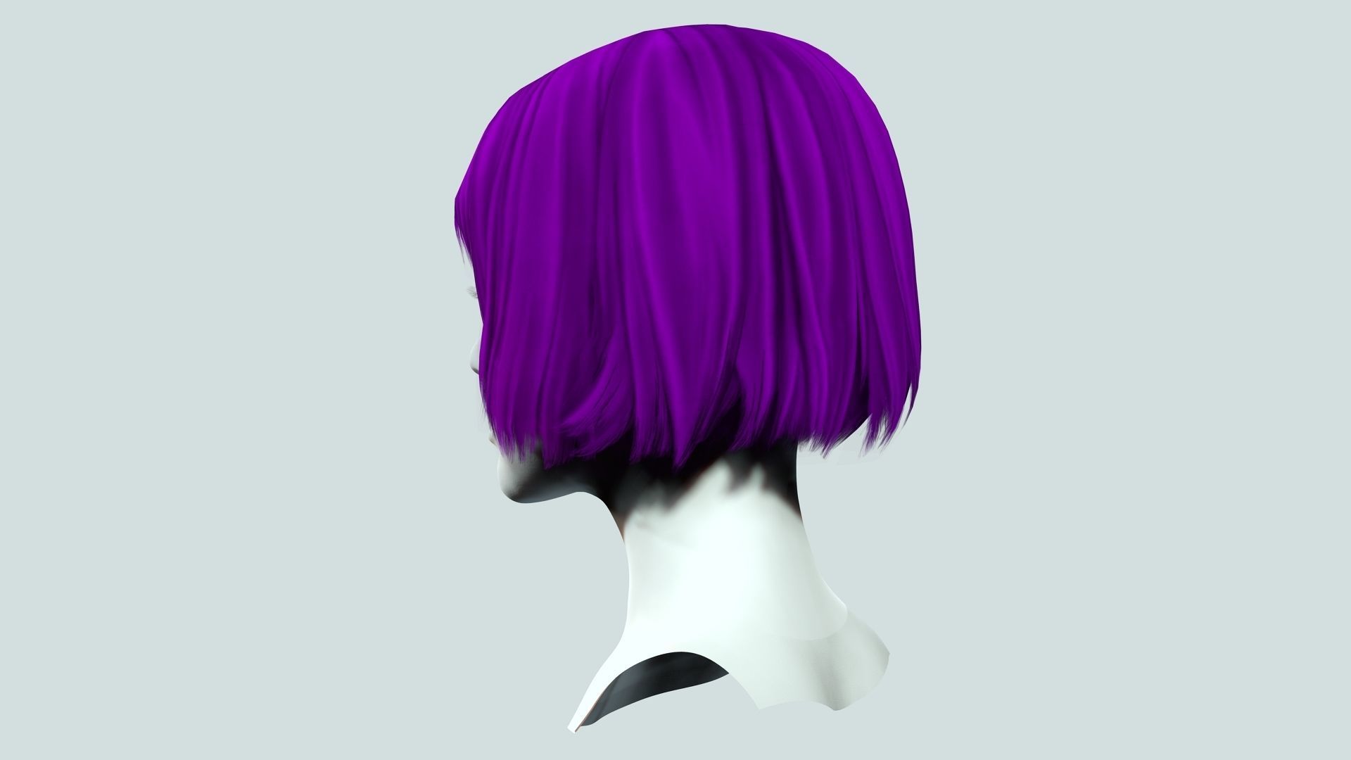 Female Bob Hair Low-poly 3D model_6
