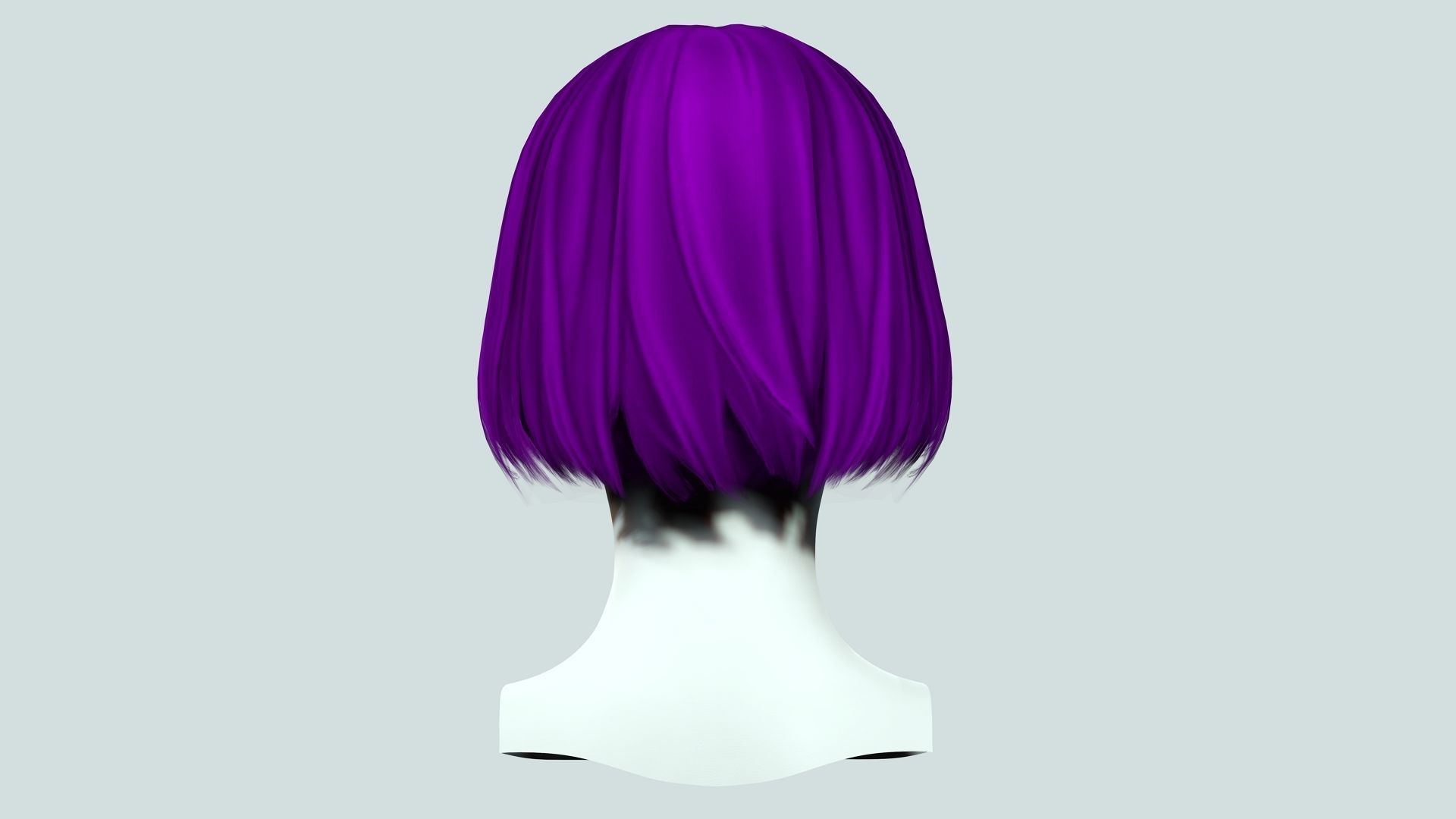 Female Bob Hair Low-poly 3D model_7